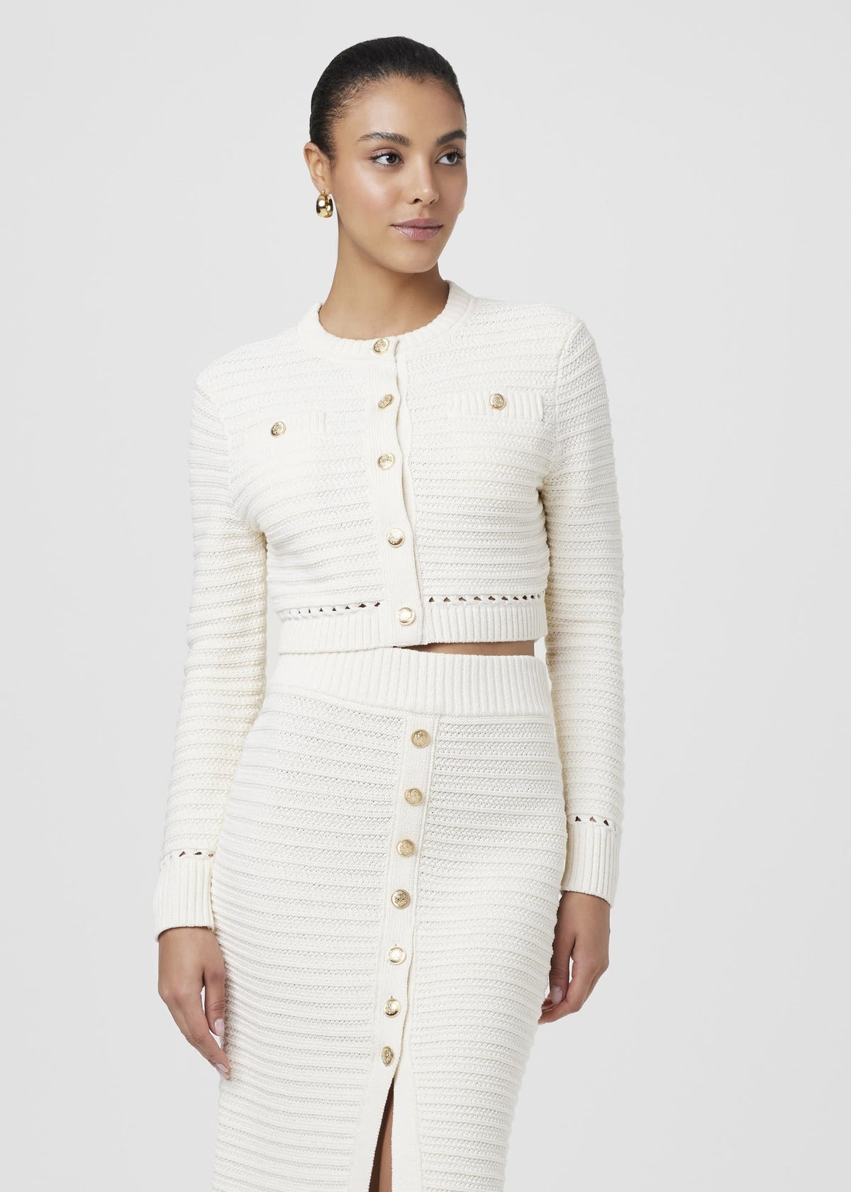 Toccin Cardigan Corto Miller Panna con Bottoni Dorati