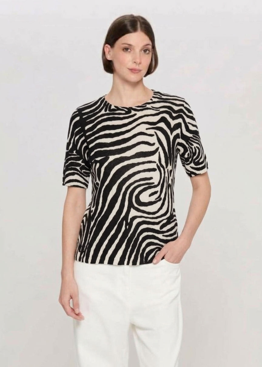 GENTE Maglia Paxton Girocollo Manica Corta Zebra