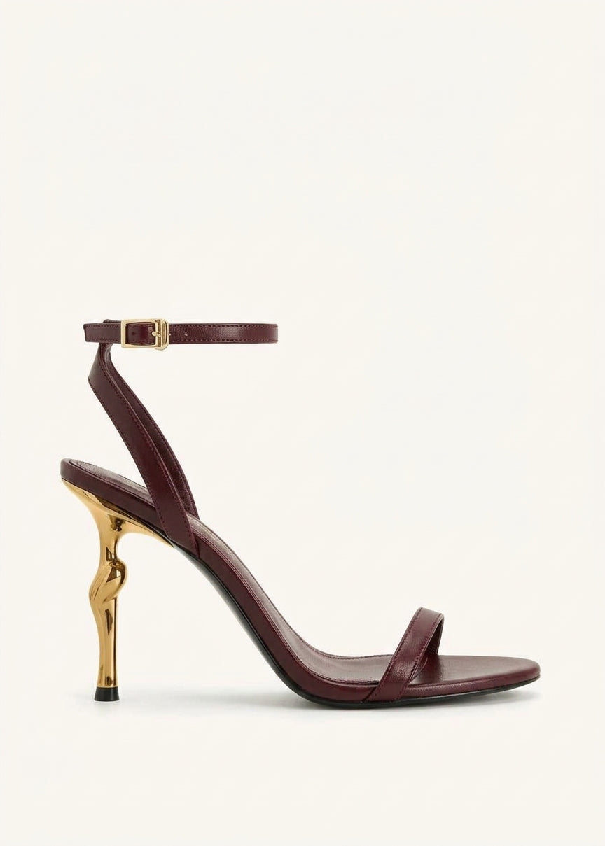 Jw Pei Sandalo Alivia con Tacco in Metallo Dorato Bordeaux