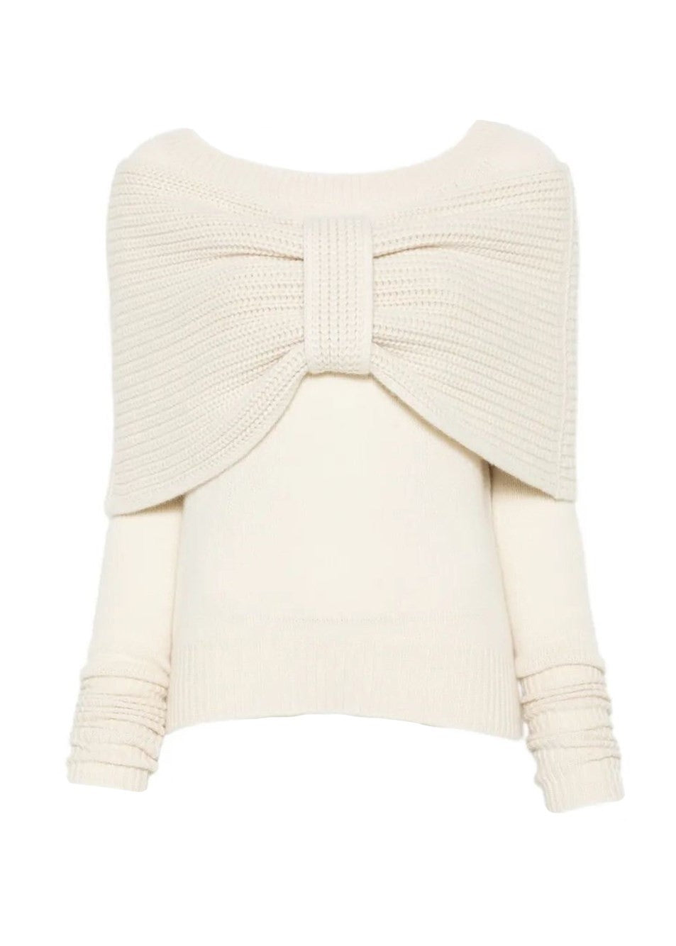 Ermanno Scervino Maglia in Cashmere Con Fiocco Frontale Avorio