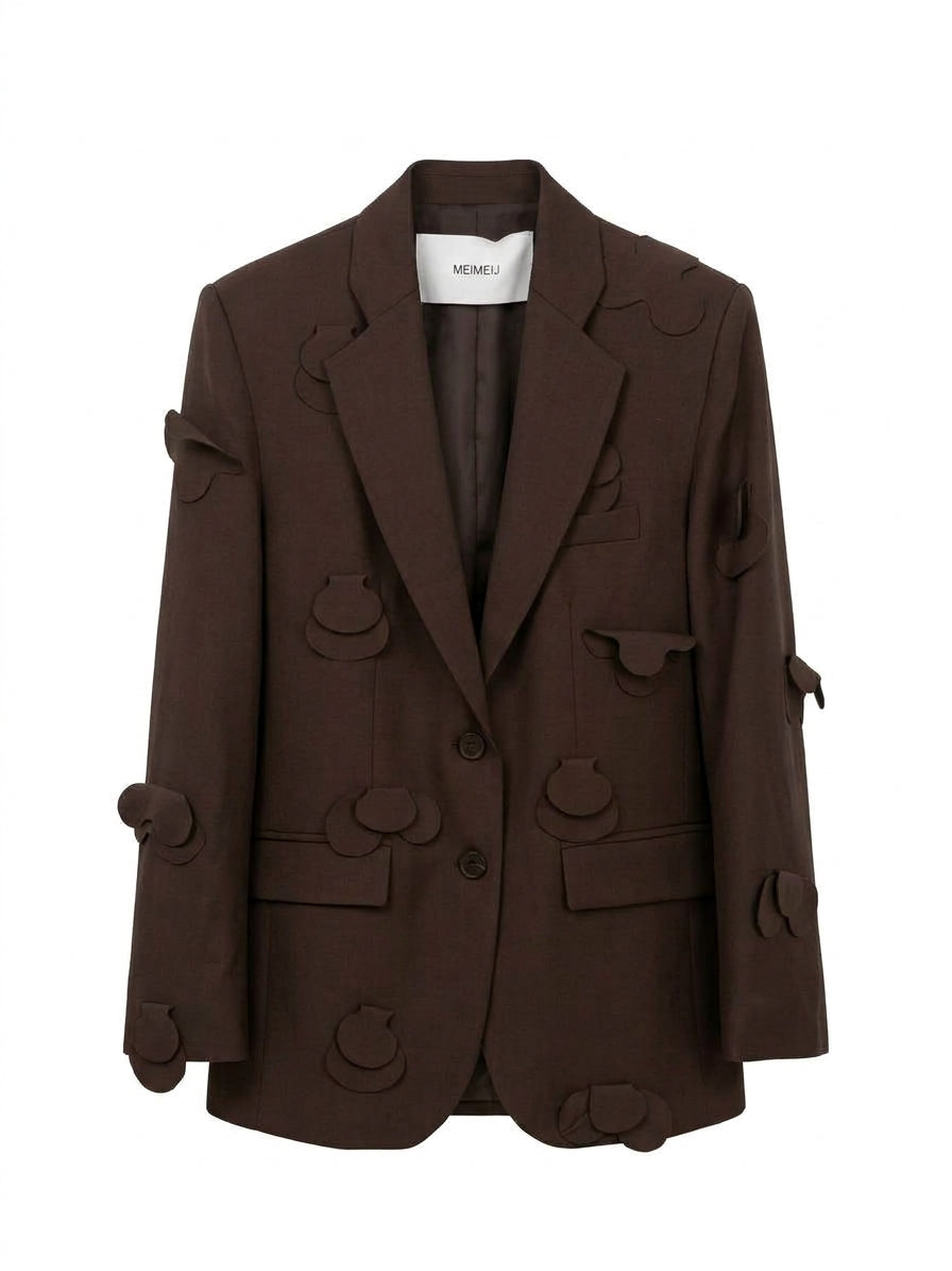 MeiMeiJ Blazer Over con Applicazioni Tono su Tono Marrone