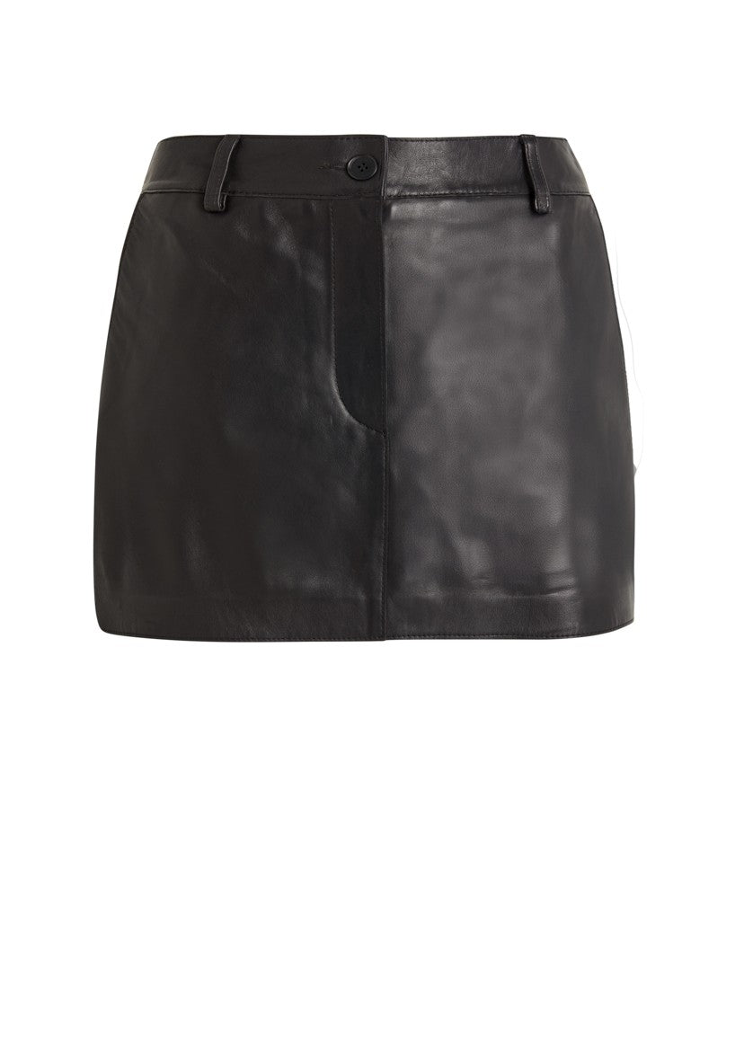 Parosh Minigonna Maciock con Bottone e Zip Frontale Nero
