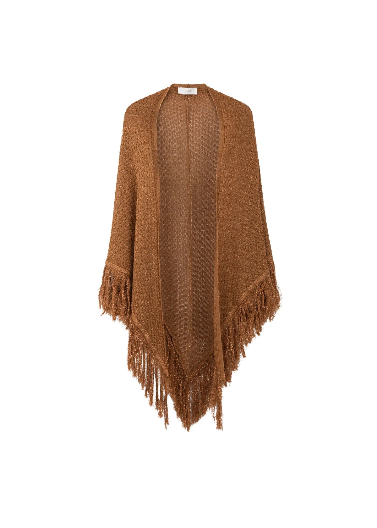 Akep Scialle Lurex Oro Punto ventaglio con frange