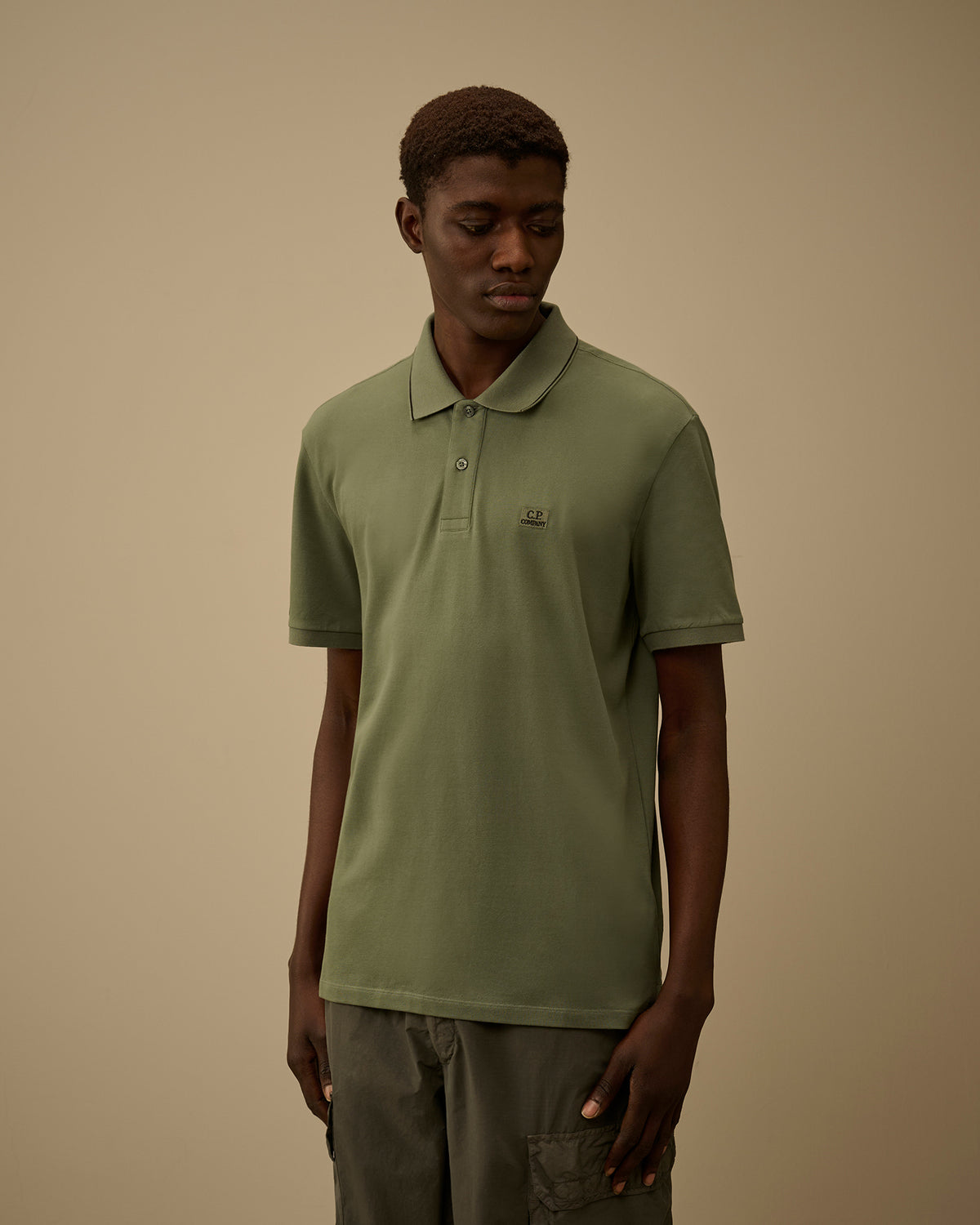 C.P Company Polo Stretch a Maniche Corte con Logo Verde