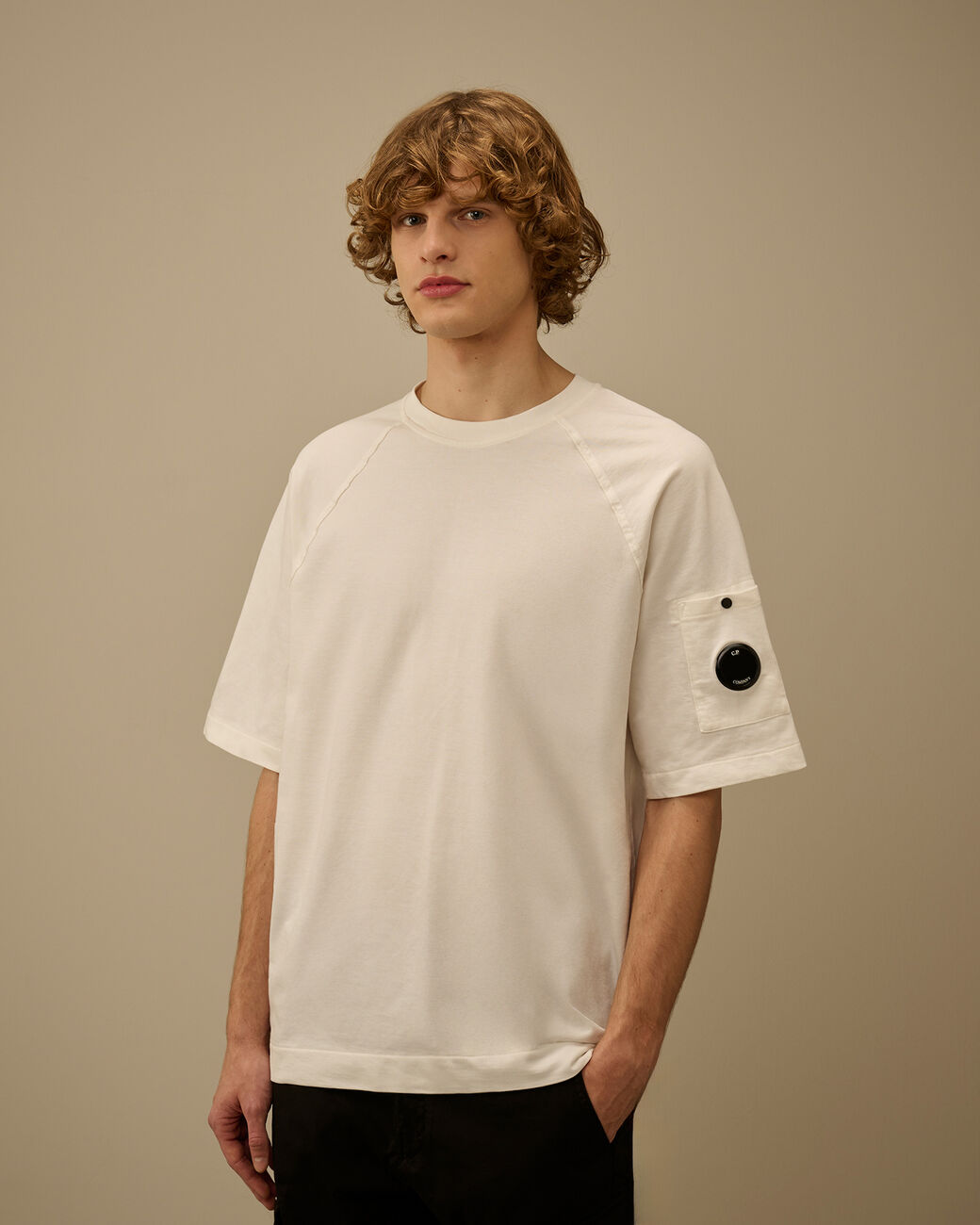 C.P Company Felpa a Maniche Corte con Logo Bianco