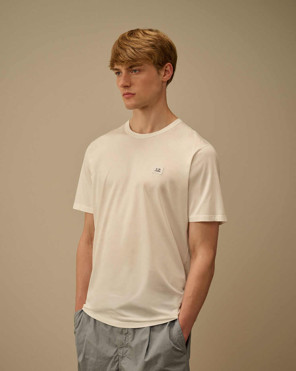 C.P Company T-Shirt a Maniche Corte in Jersey con Patch Bianco