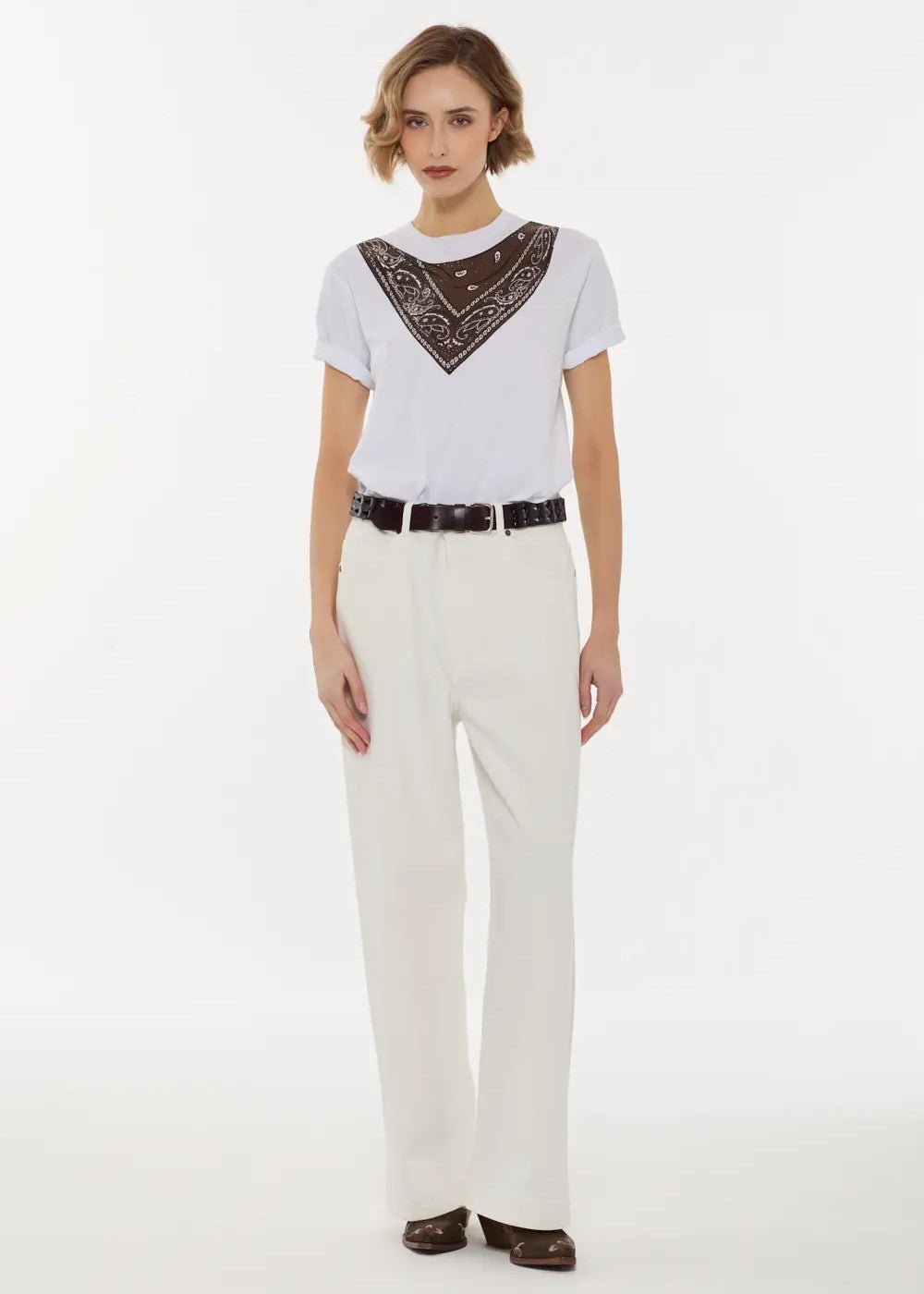Parosh T-Shirt In Cotone Con Stampa Cote Fantasia Testa Di Moro