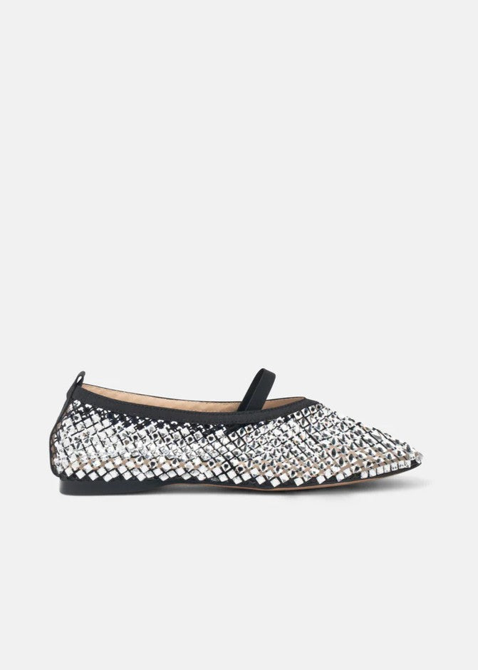 Twenty For Haitch Ballerina in Rete con Strass Nero