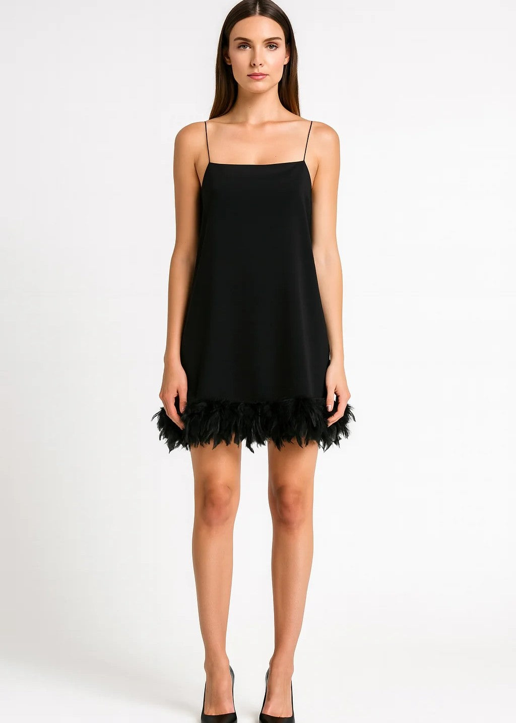 Nema Abito Corto Betty Nero con Piume
