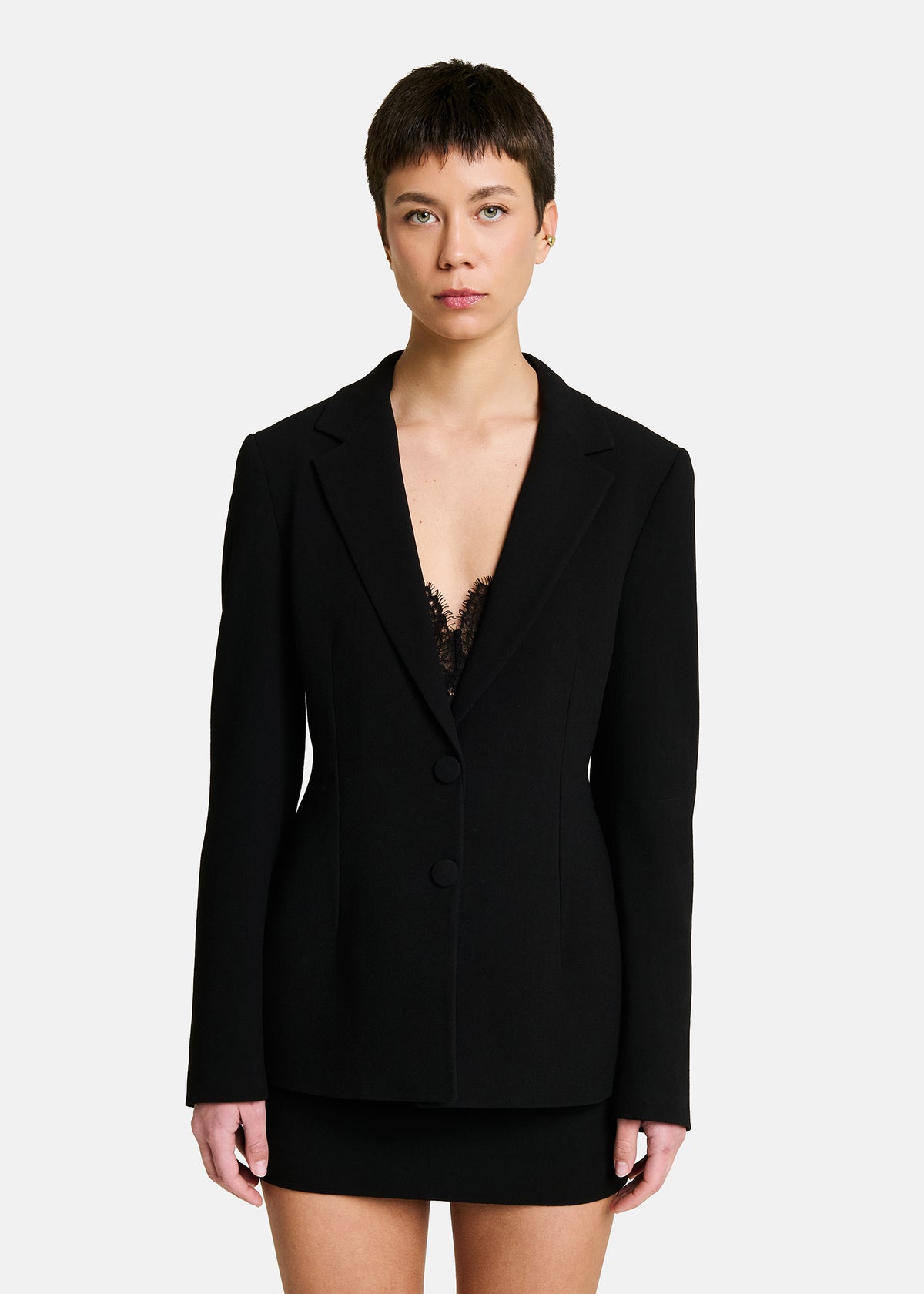 Gente Blazer Monopetto Sartoriale Nero in Lana con Taglio Avvitato