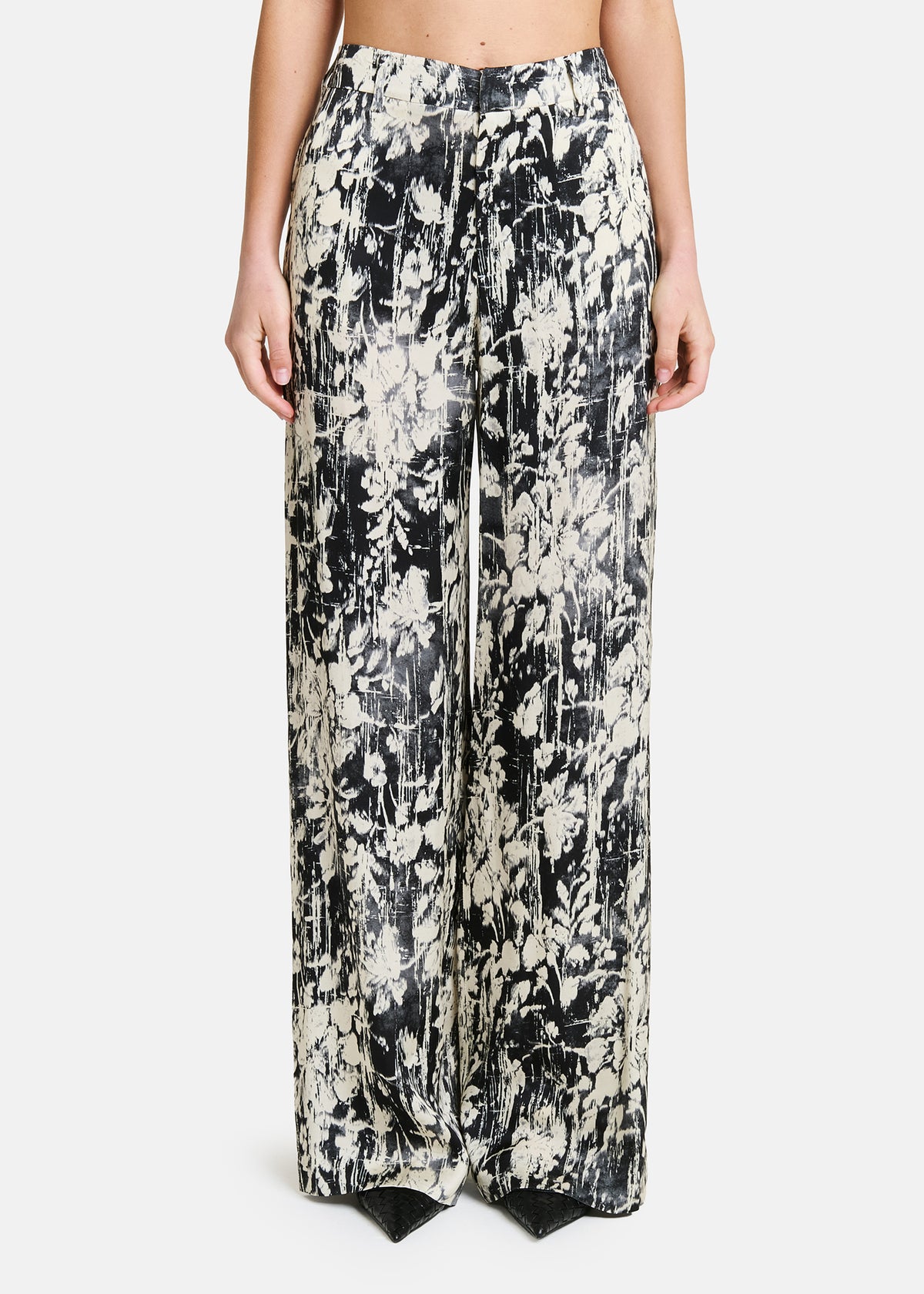 PT Torino Pantalone Lorenza in Soft Satin Stampa Nero