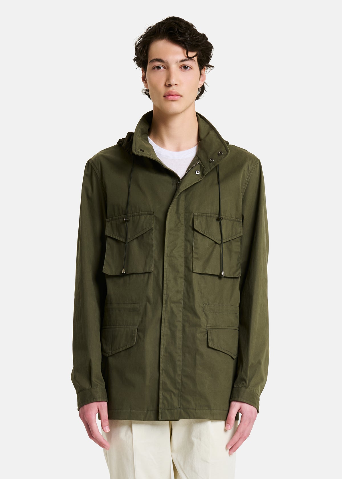 Gente Sahariana Quattro Tasche in Misto Cotone Verde Militare