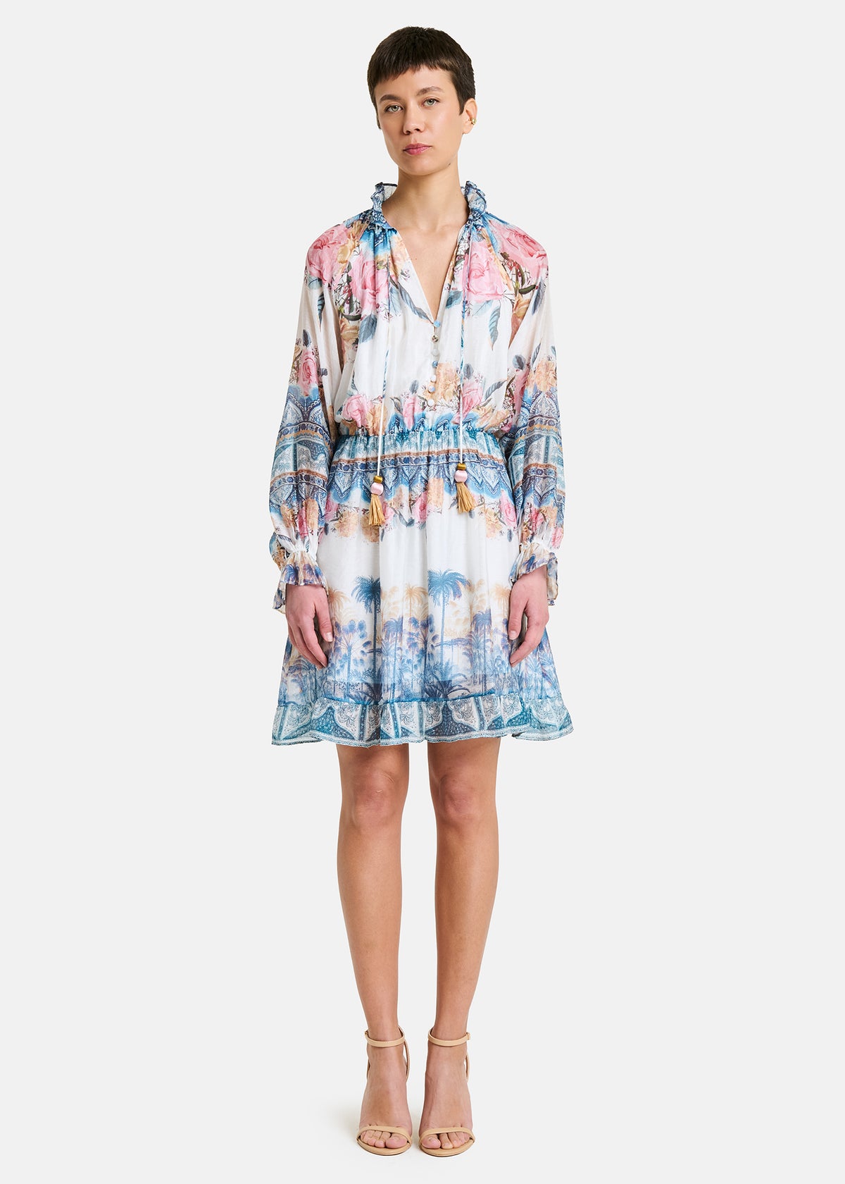 Amosa Abito Mini con Stampa Floreale Blu