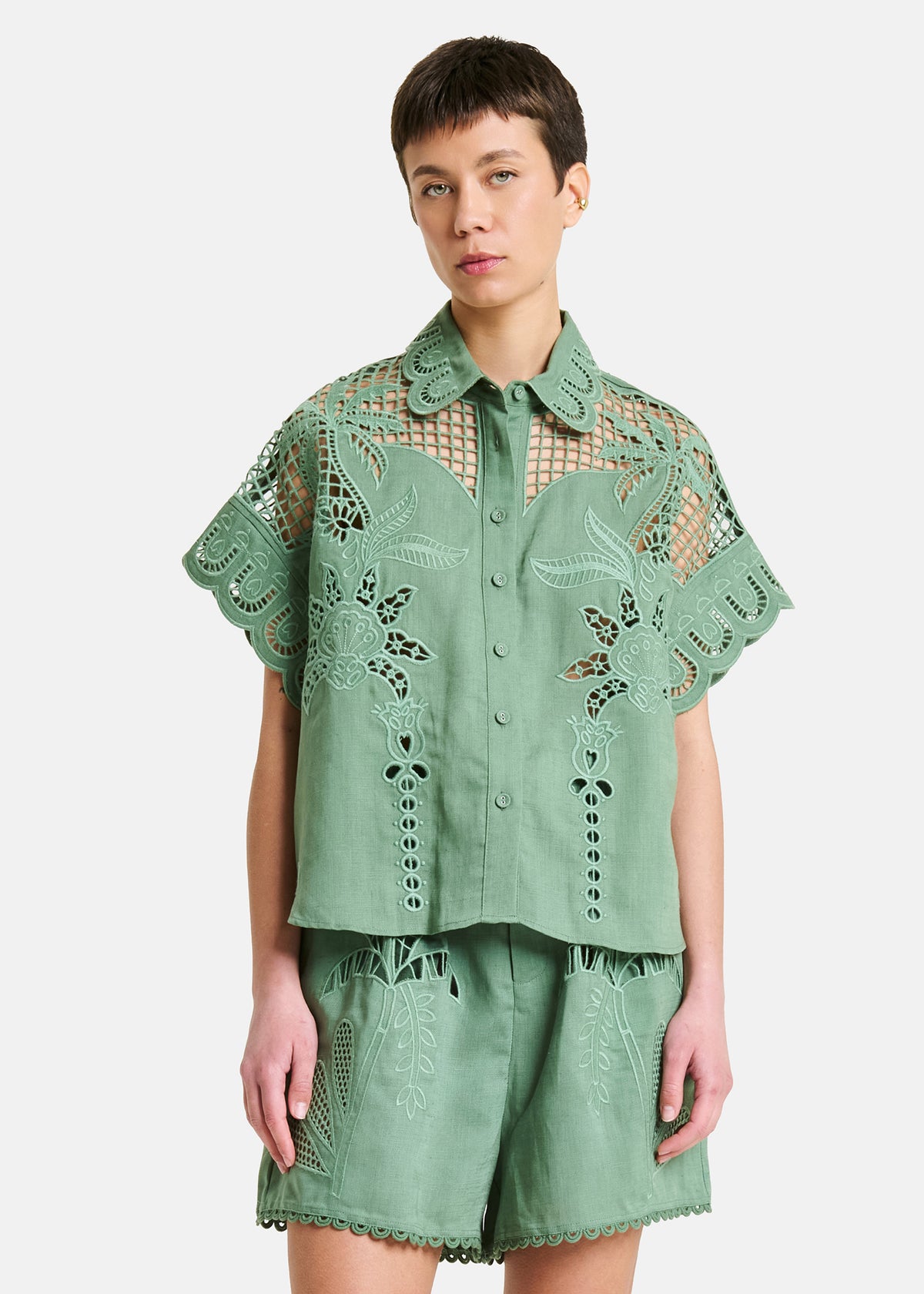 Amosa Camicia con Trasparenze Verde
