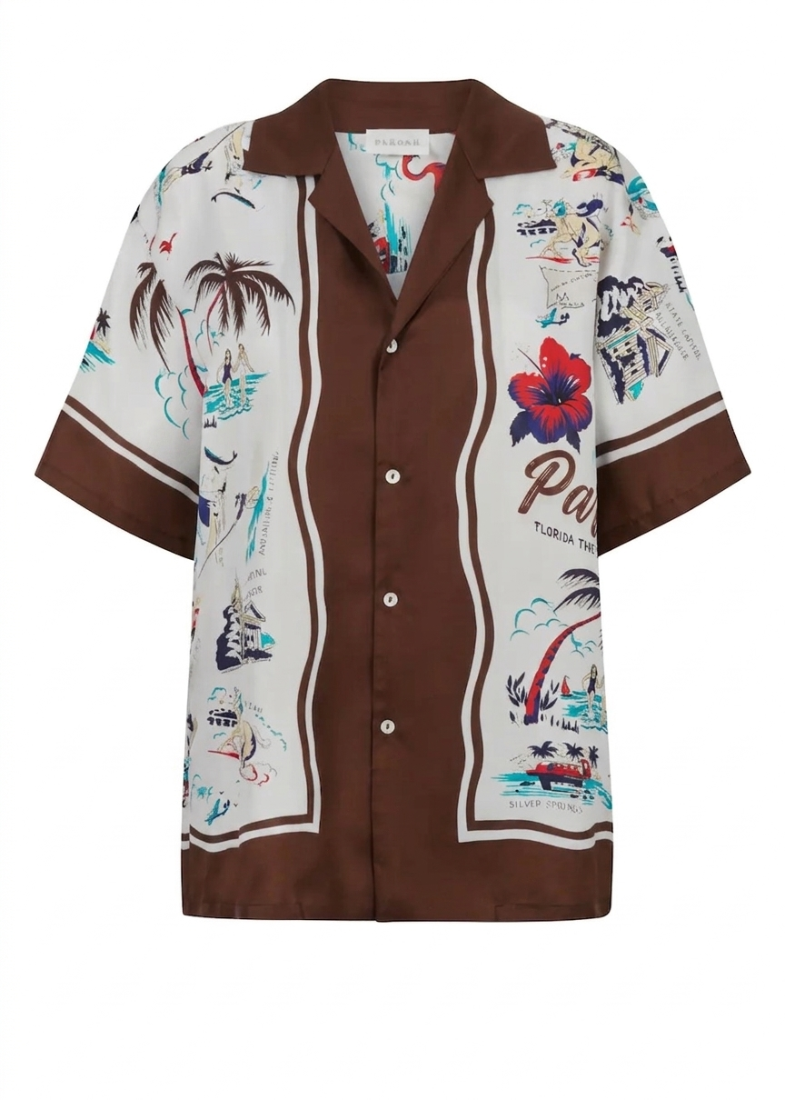 Parosh Camicia Con Stampa Scard Fantasia Marrone