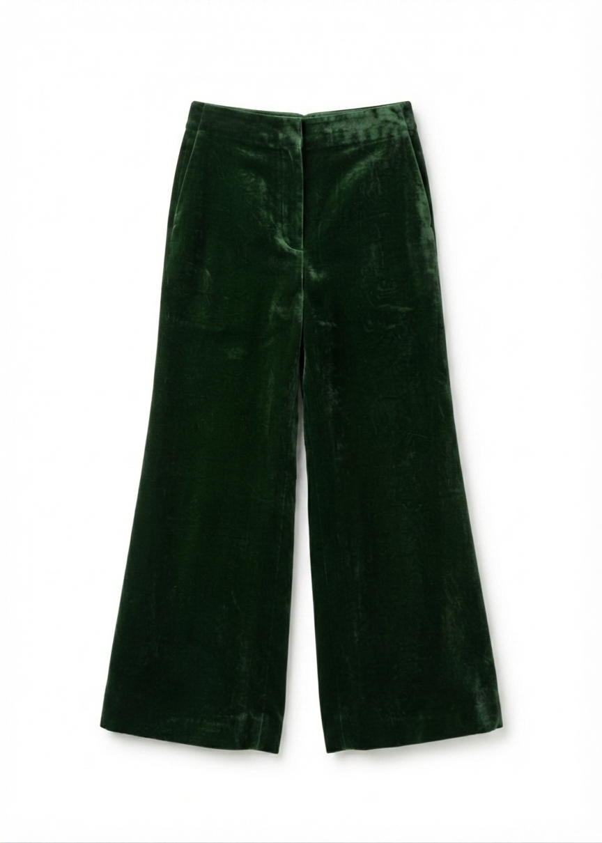 Parosh Pantalone Ravel Wide in Velluto Verde