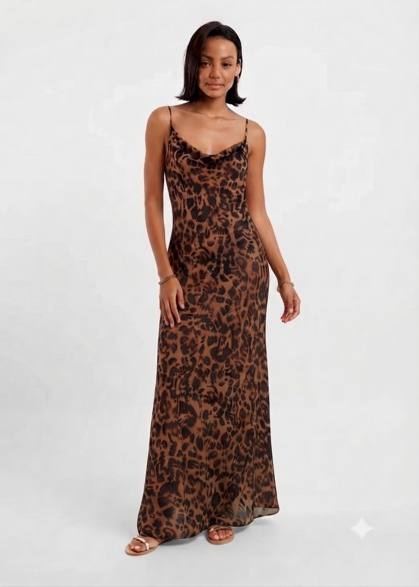 L Agence Abito Lungo Christine Leopardato