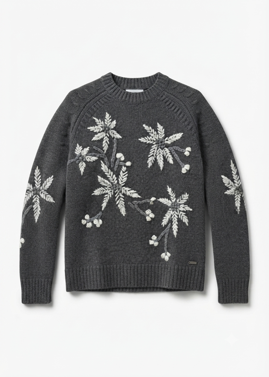 Parosh Maglia Wallaby con Ricamo Fiori Antracite