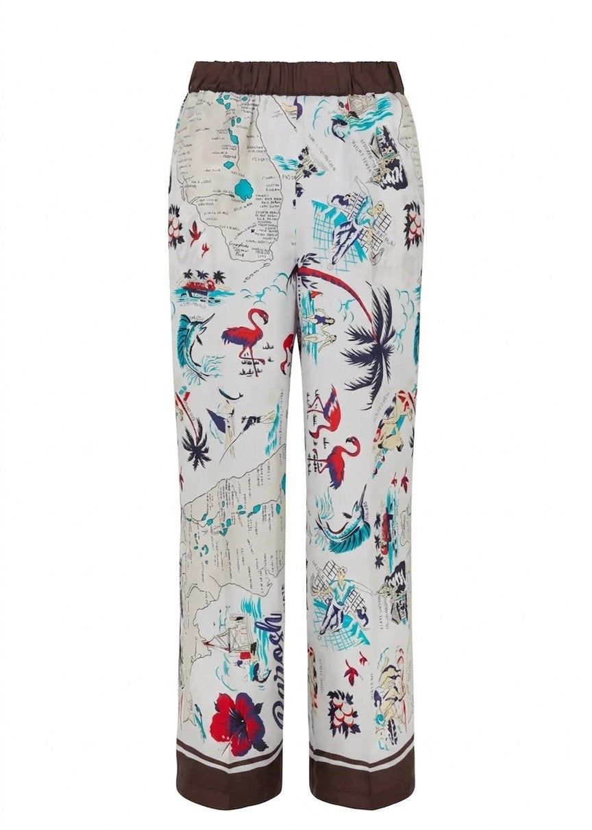 Parosh Pantalone Cropped Con Stampa Scard Fantasia Marrone