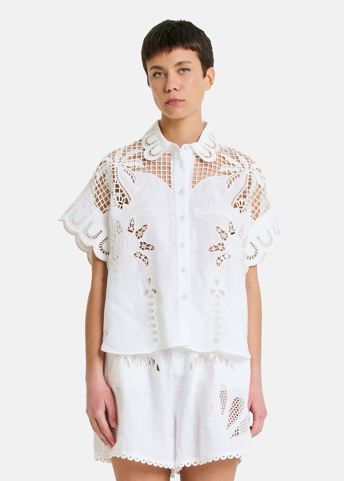 Amosa Camicia con Trasparenze Bianca