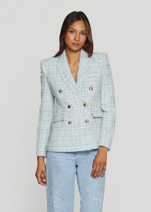 Generation Love Blazer Doppiopetto Arielle In Tweed Celeste