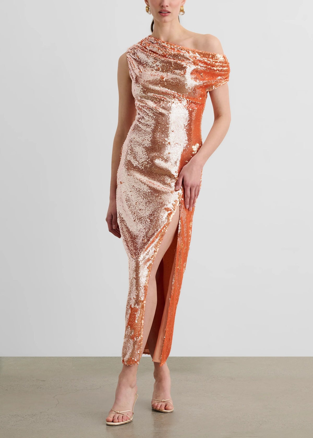 Toccin Abito Lungo Audrey Rosa con Spacco e Paillettes