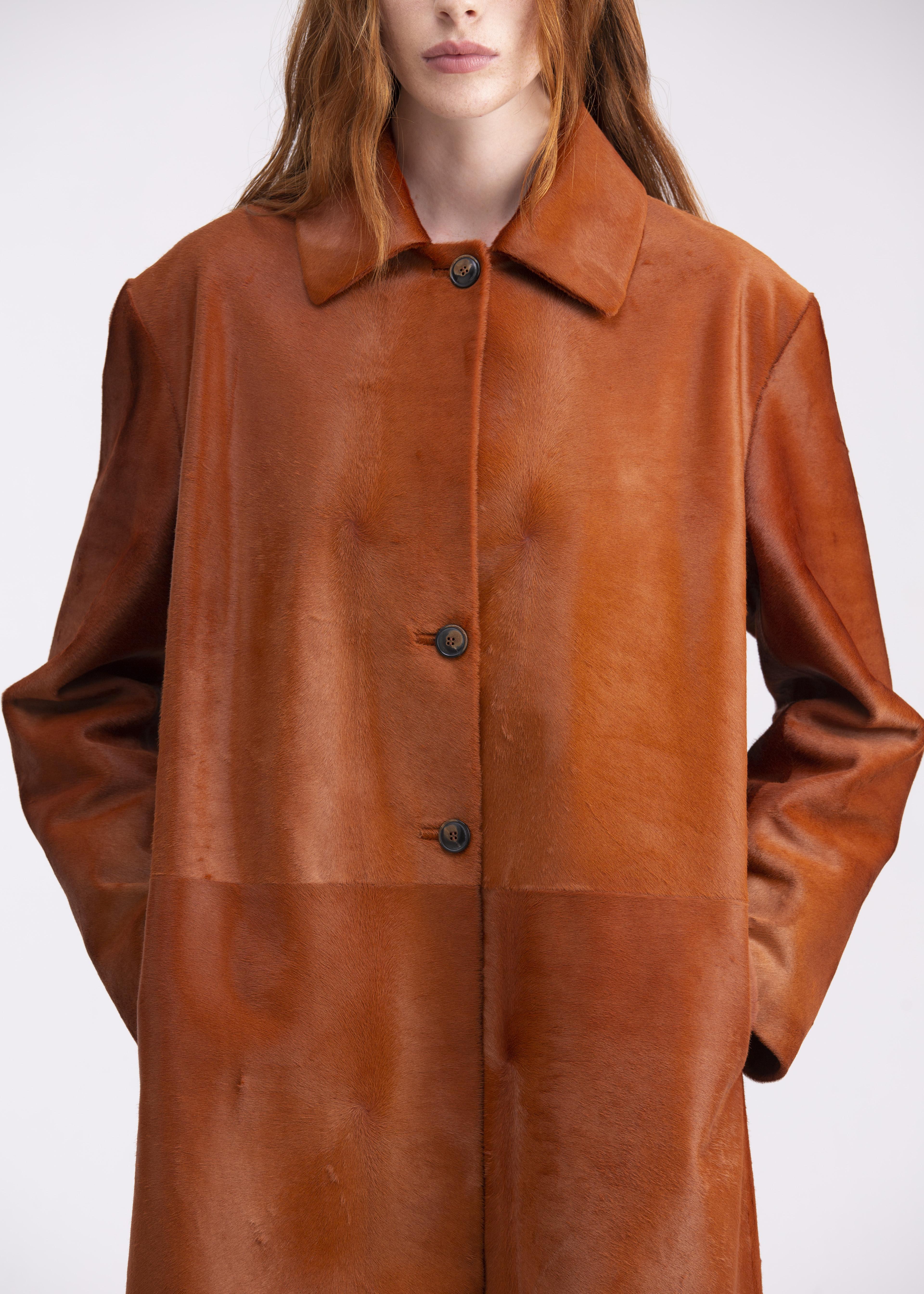 Cappotto con spalline in cavallino color mattone CP03MATTONE GENTE