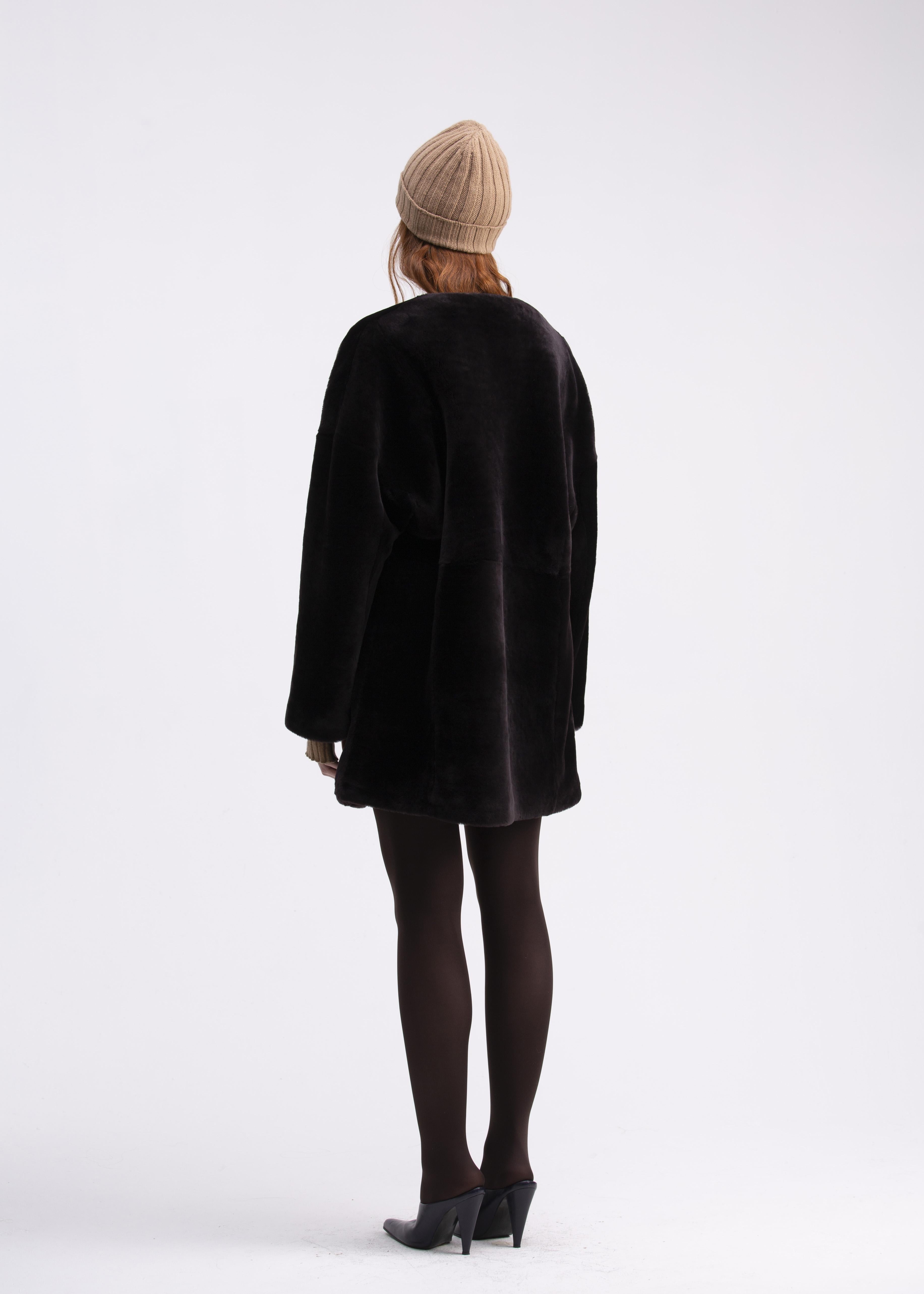 Caban girocollo in castor merino color testa di moro CP02TESTA DI MORO GENTE