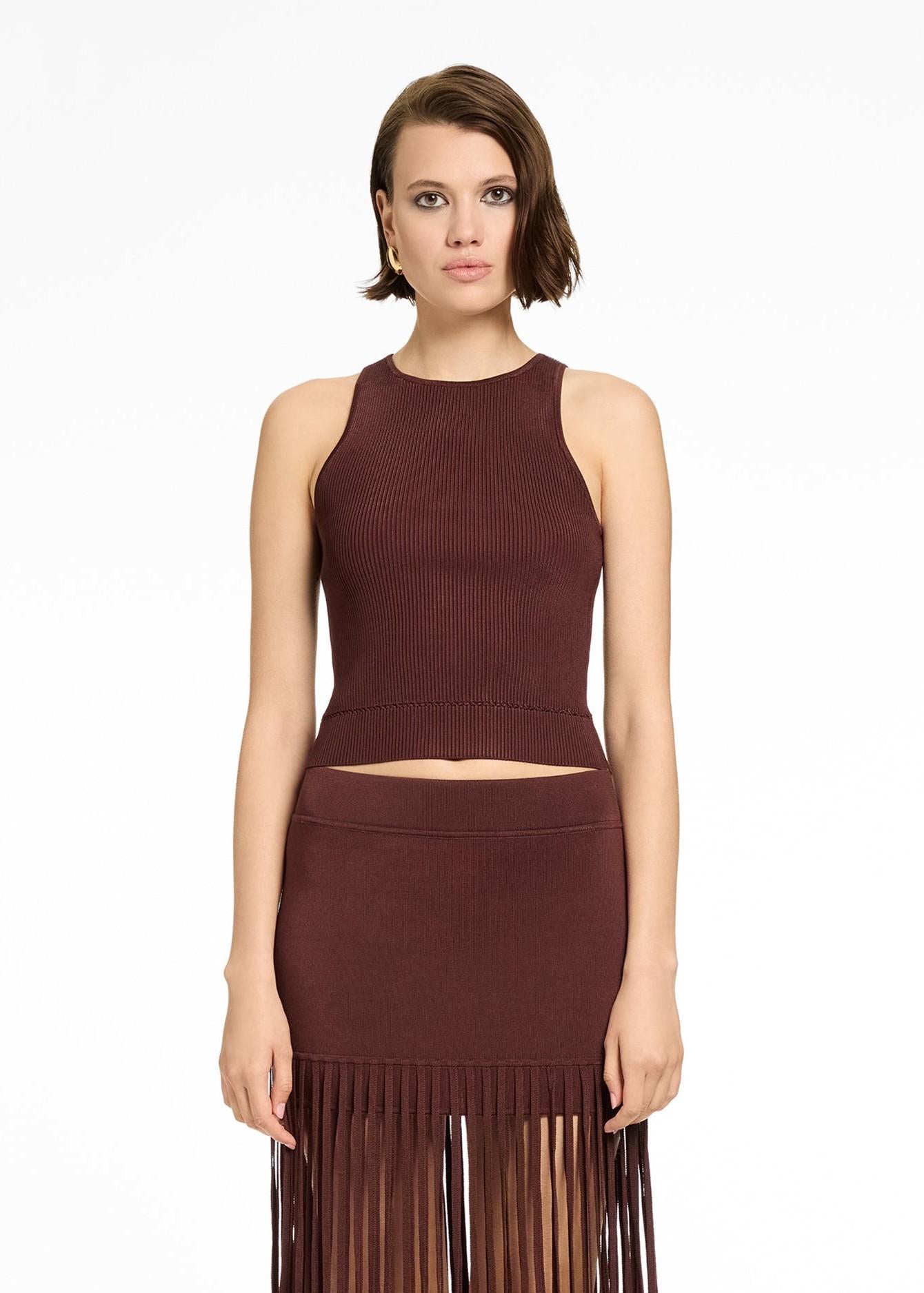 Top senza maniche marrone in tessuto strutturato TR6100N040DEEP SPICE TOCCIN