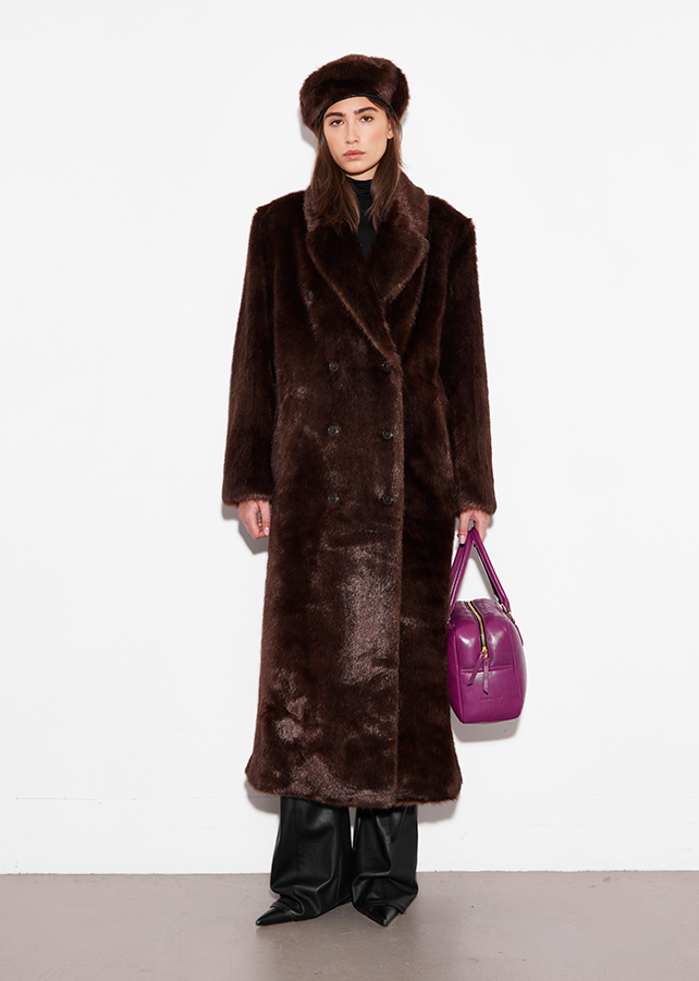 Cappotto Harper marrone in pelliccia sintetica 66550939587000 STAND STUDIO