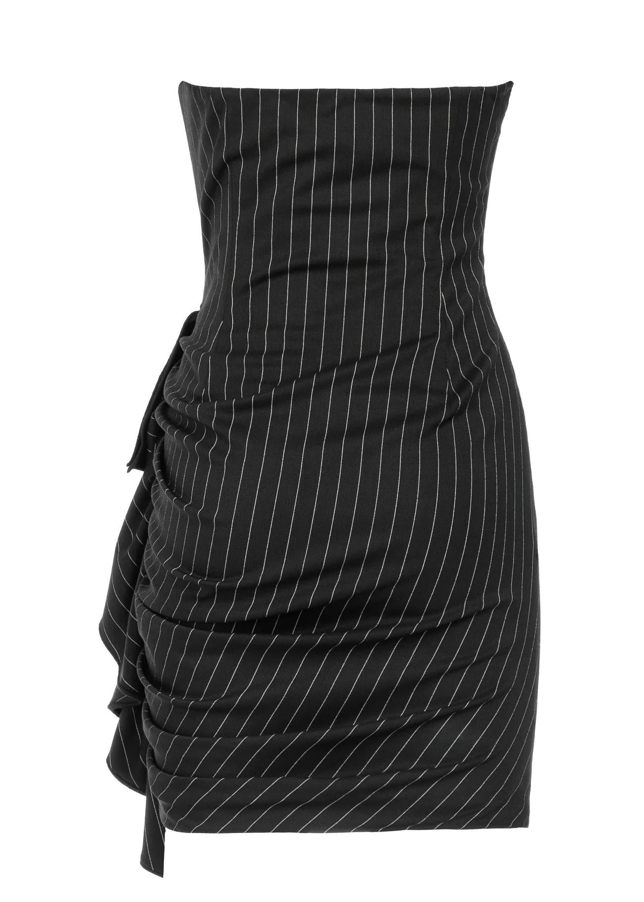 Minidress nero gessato a bustier 8750R10002 LES FILLES D'EVA