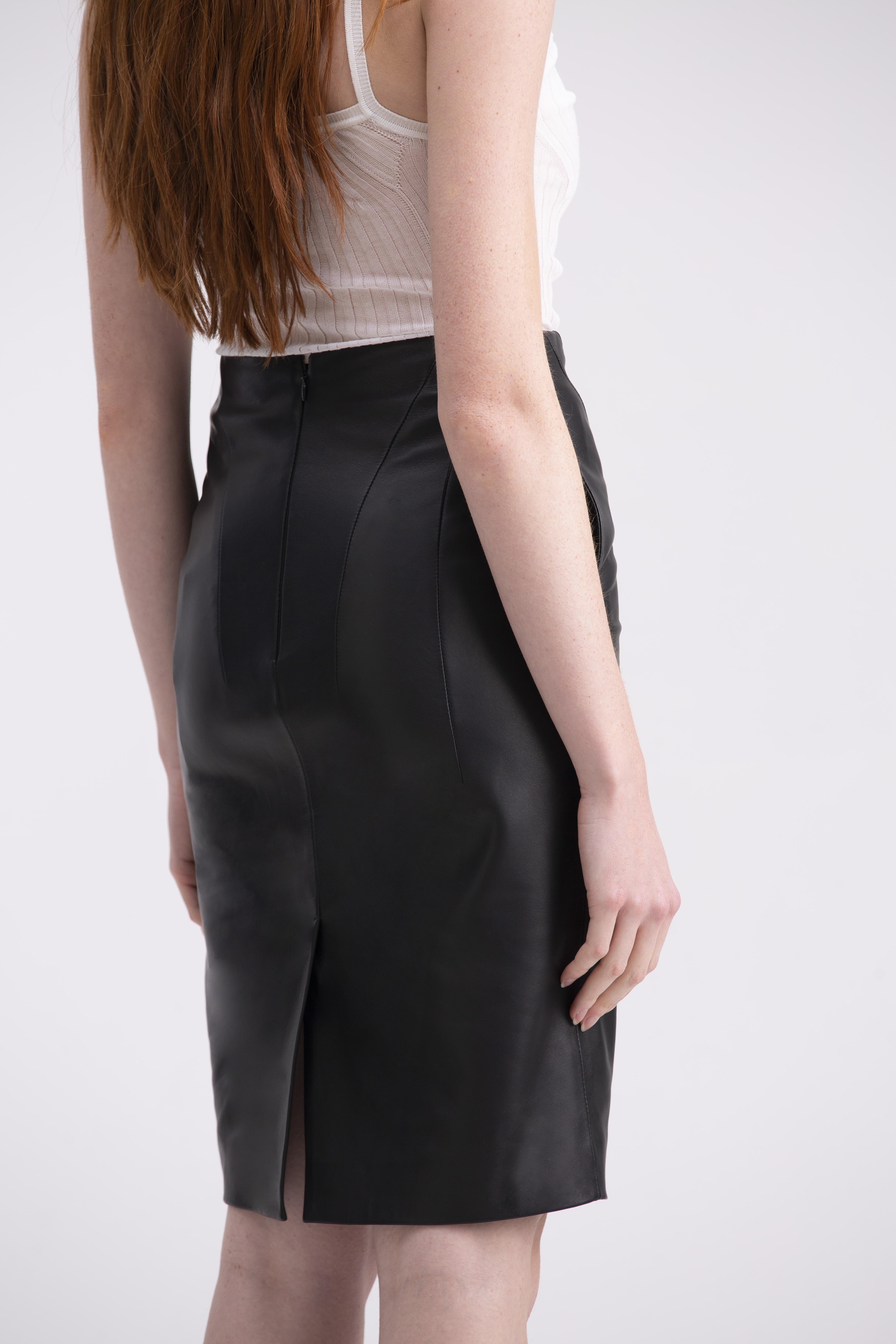 Gonna a tubino in nappa nera GN06NERO GENTE