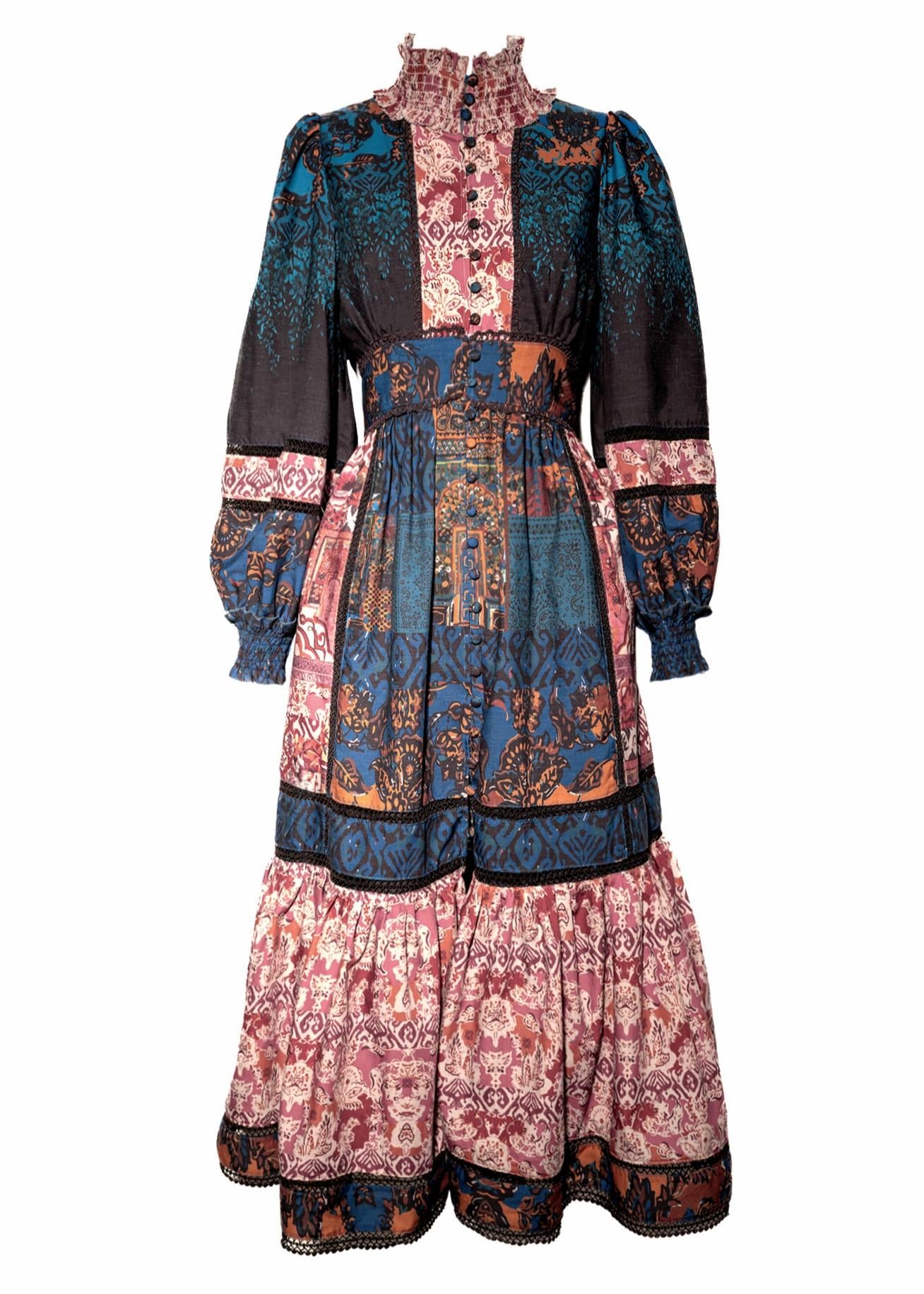 Abito Longuette a fantasia con collo montato A25FWAB02 AMOSA