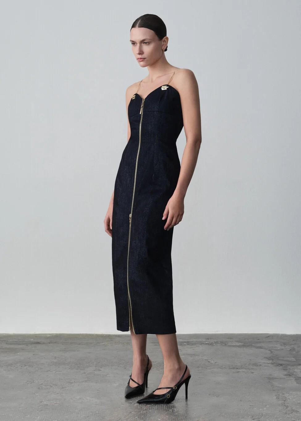 Danamè Abito Midi Flavia In denim Luminoso Blu 626SS6802DSHIMMERING INDIGO DANAMÉ