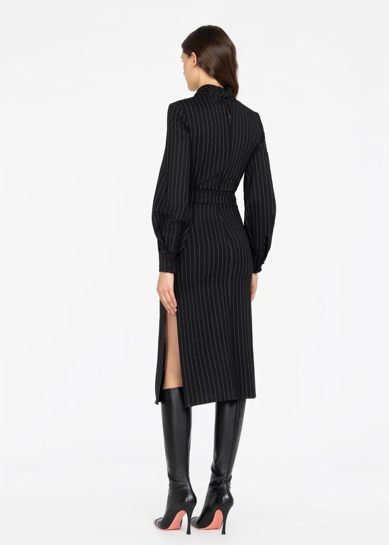 Abito midi gessato nero 8753R10002 LES FILLES D'EVA