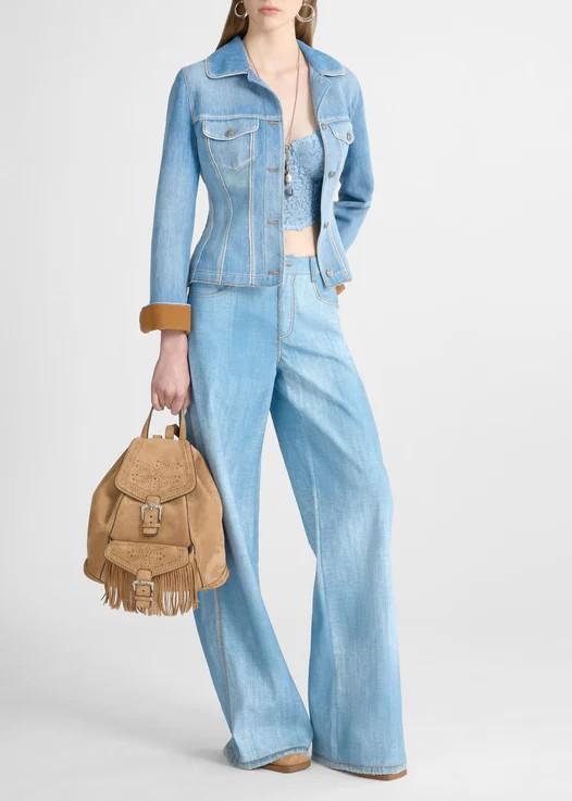 Ermanno Scervino Pantaloni a Palazzo Blu effetto Denim D487P367TEEMYS4217 ERMANNO SCERVINO