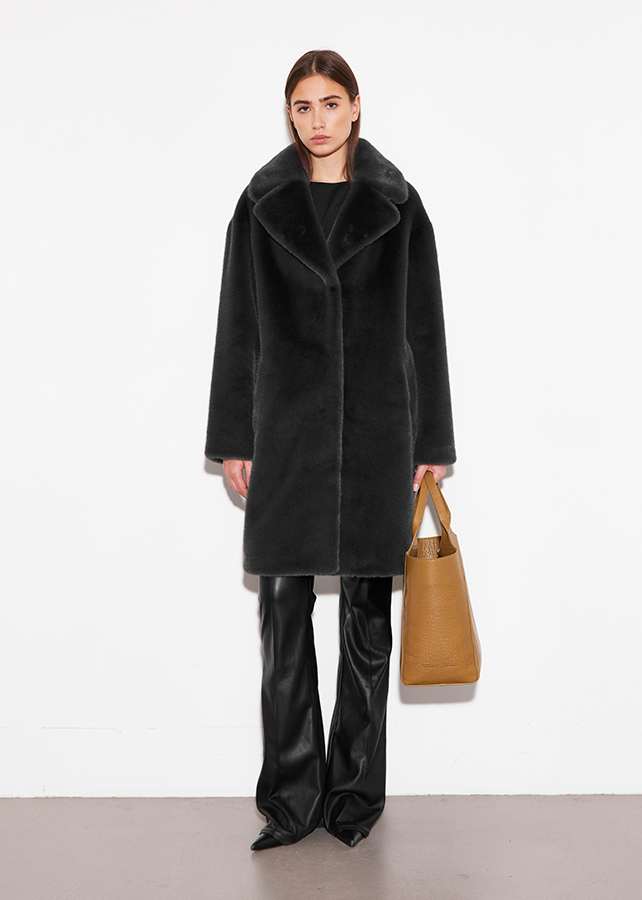 Cappotto grigio Camille in pelliccia sintetica 61137907085020 STAND STUDIO