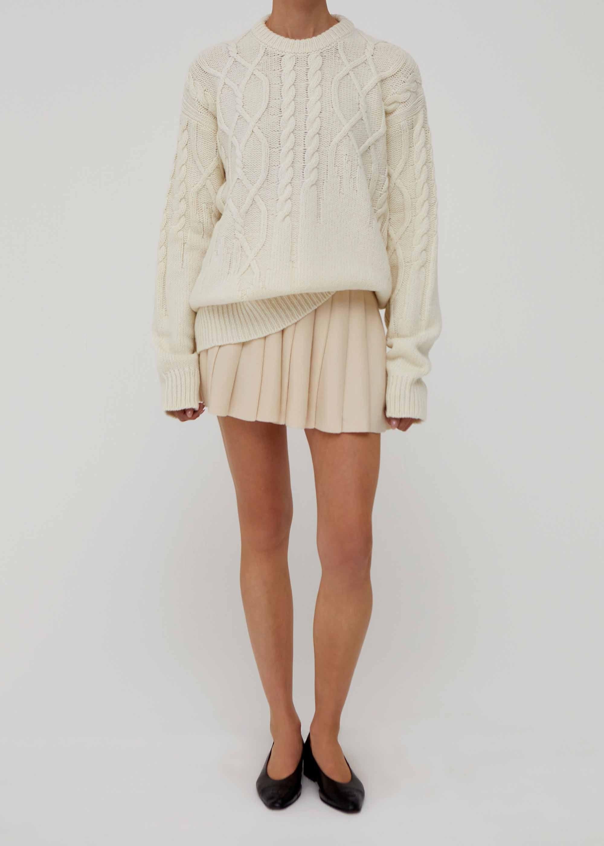 Minigonna plissettata beige in lana AM37CREAM AMIYA