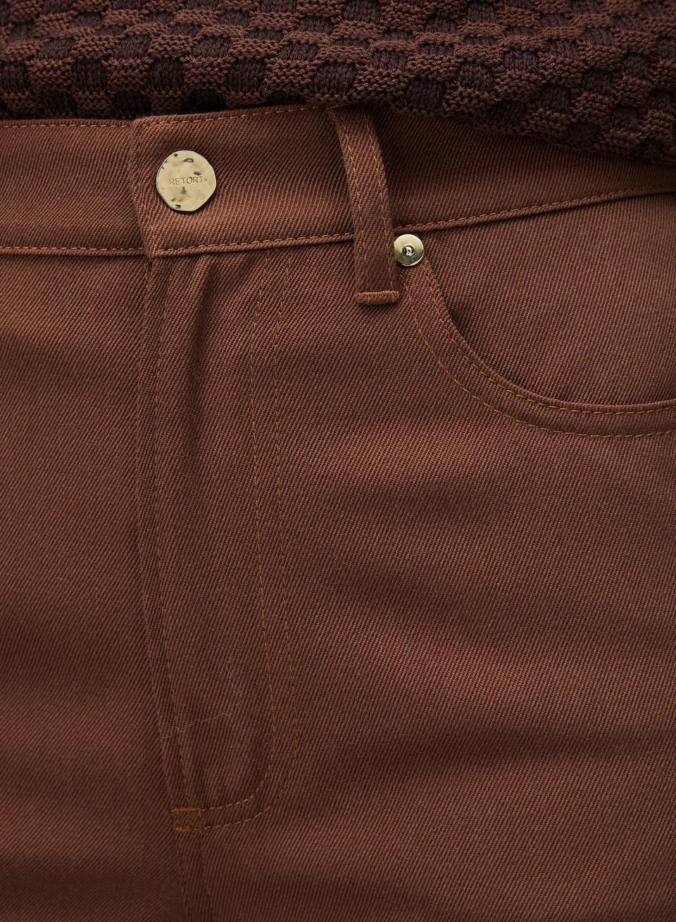 Pantaloni a gamba dritta in denim color cioccolato 02WFAPA011LF04CLA003 RETORI