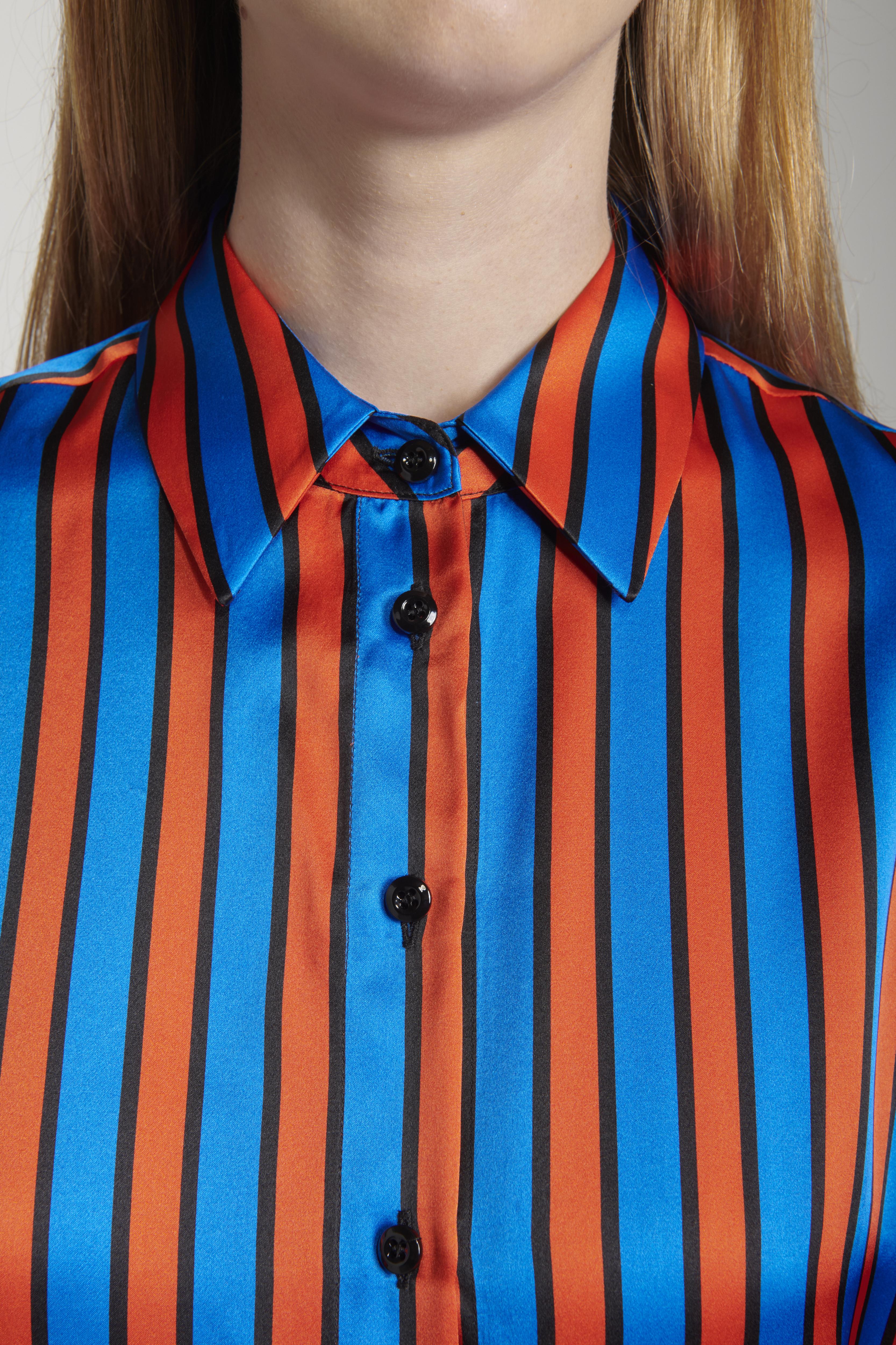 Camicia in raso a righe rosse e blu 22SGDSH200.BLUE RED GENTE