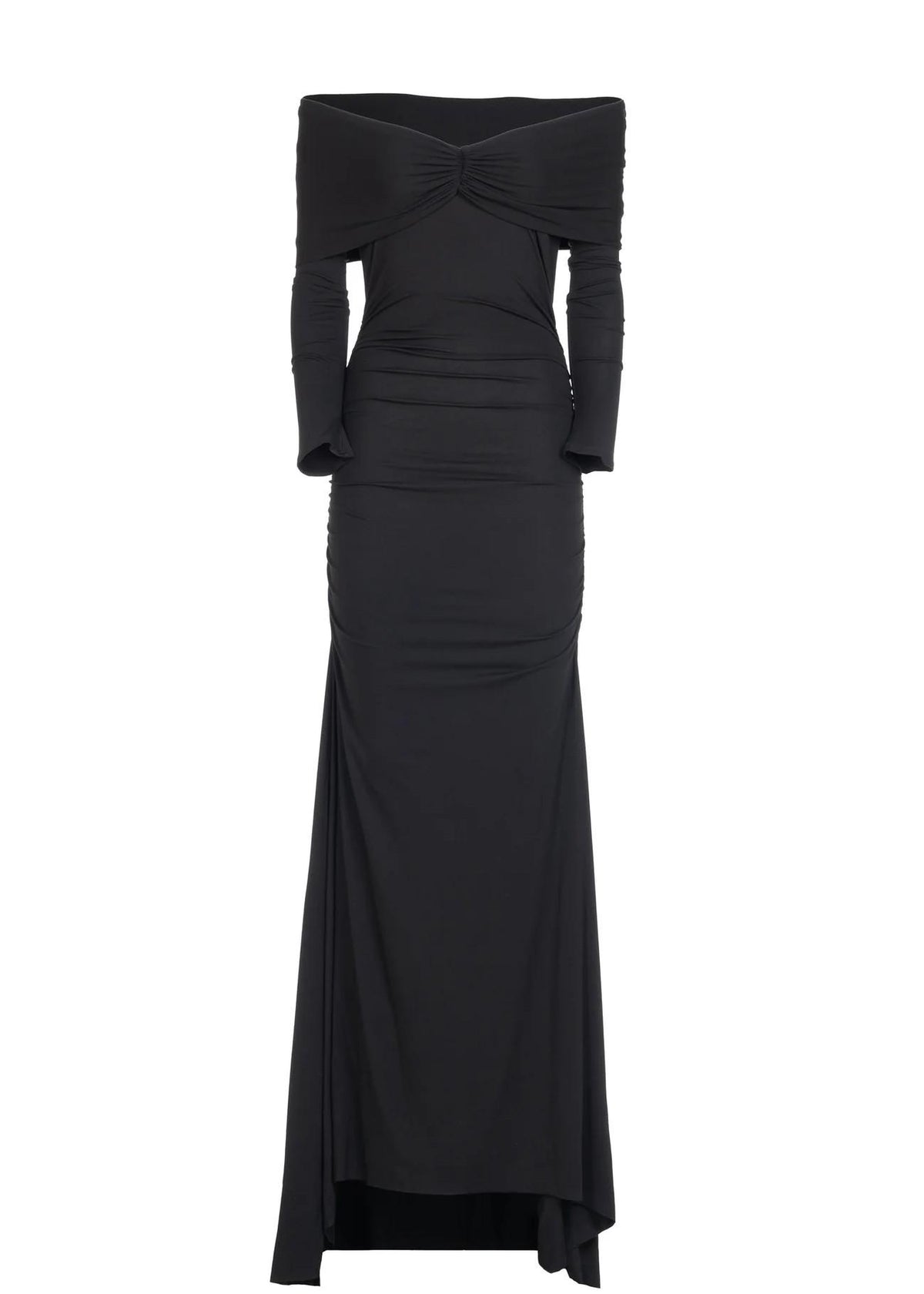 abito lungo nero off-shoulder in viscosa 8790R10002 LES FILLES D'EVA