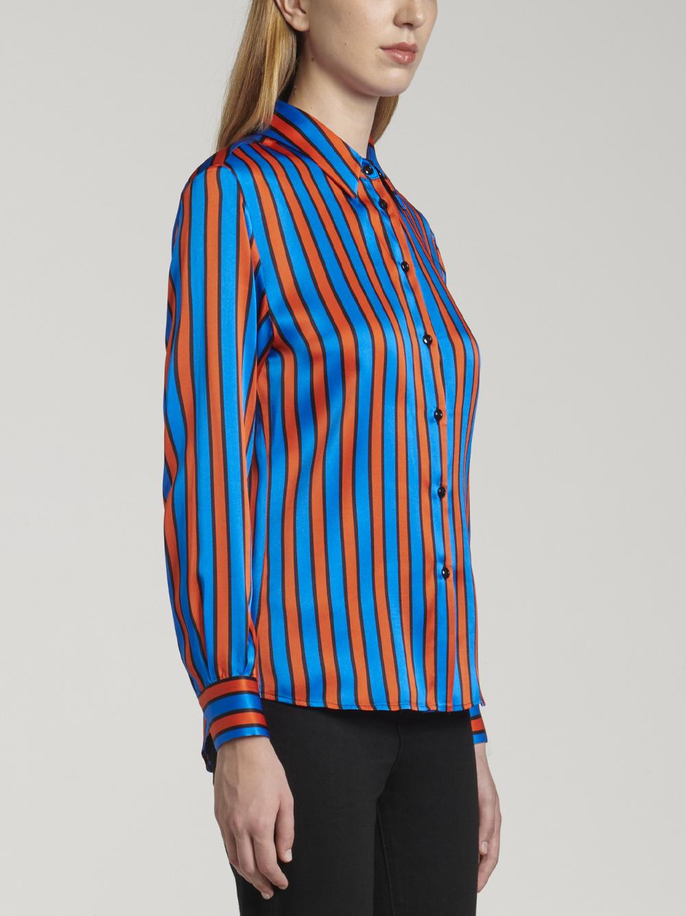 Camicia in raso a righe rosse e blu 22SGDSH200.BLUE RED GENTE