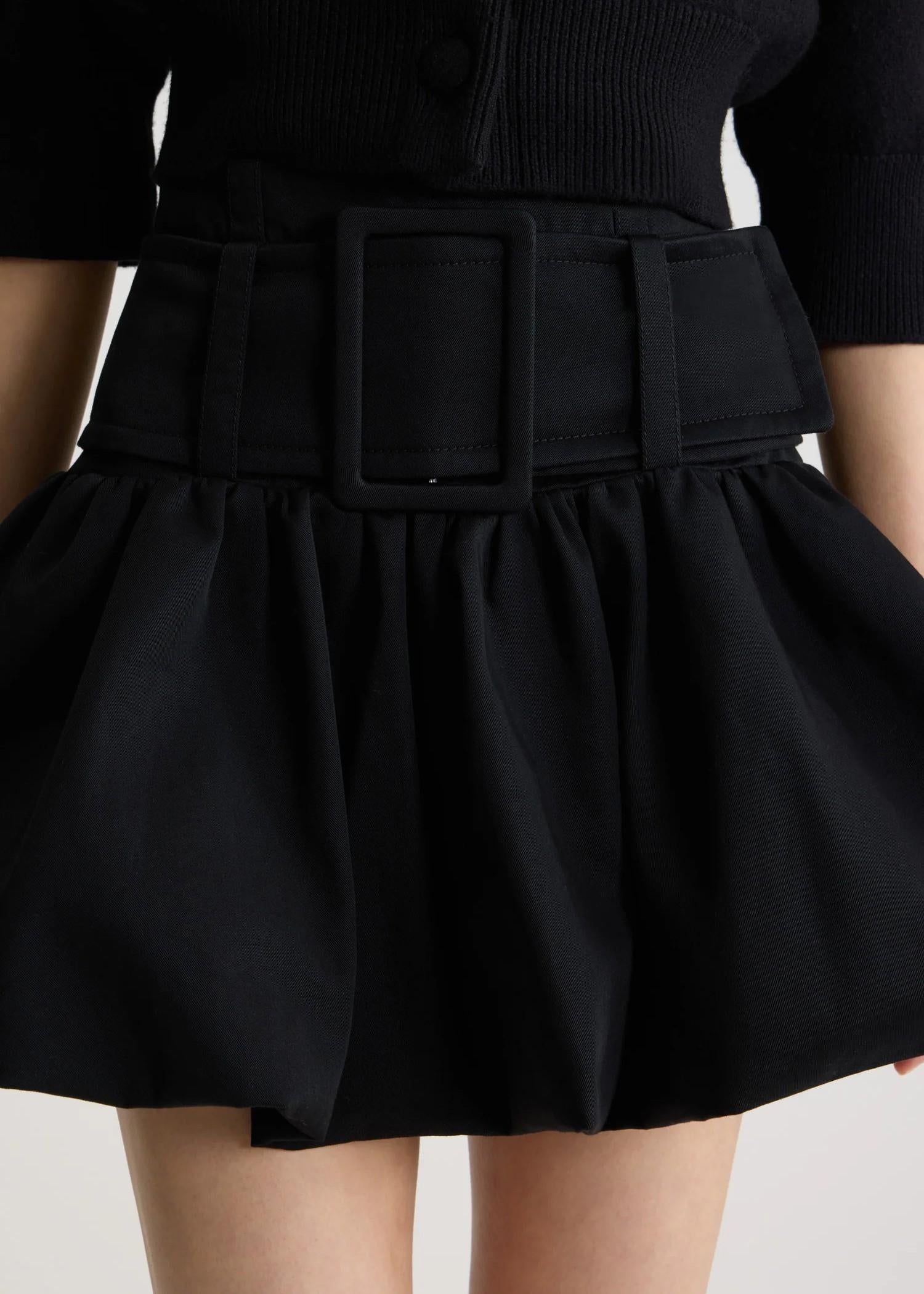 Minigonna nera a palloncino con cintura in gabardine di cotone bio SK0970074999B PATOU
