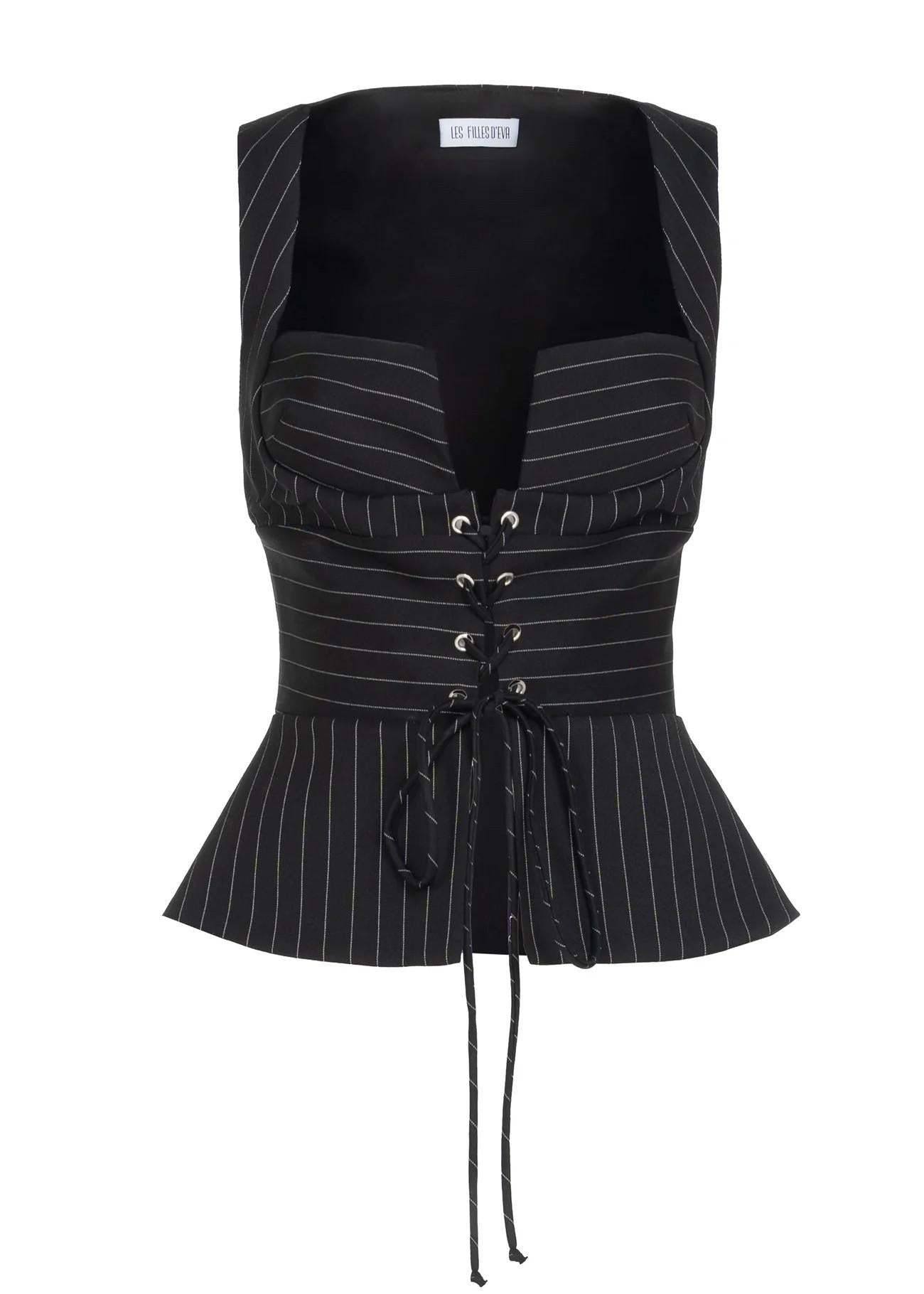 Bustier Gessato nero con lacci 8916TR40001 LES FILLES D'EVA