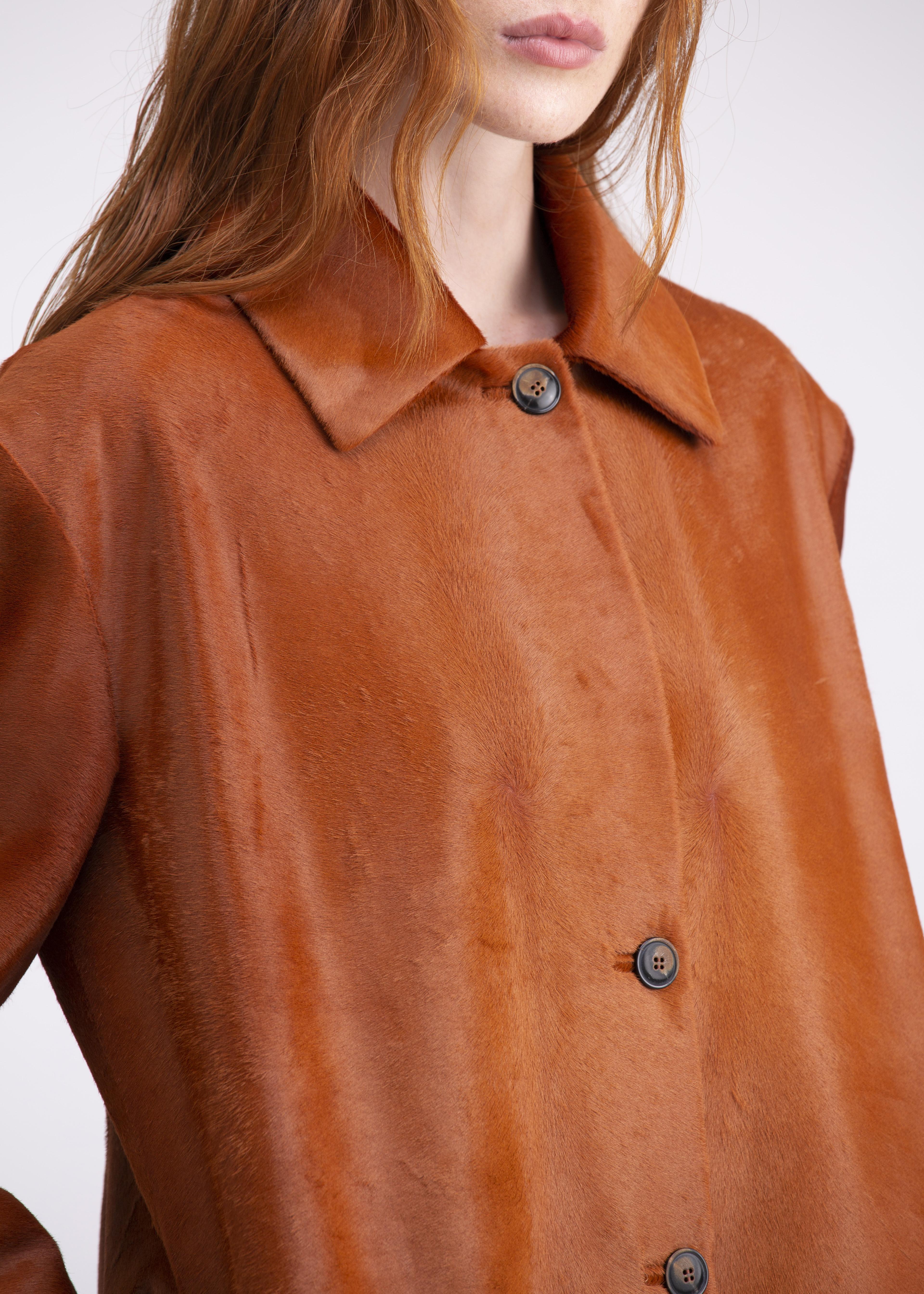 Cappotto con spalline in cavallino color mattone CP03MATTONE GENTE