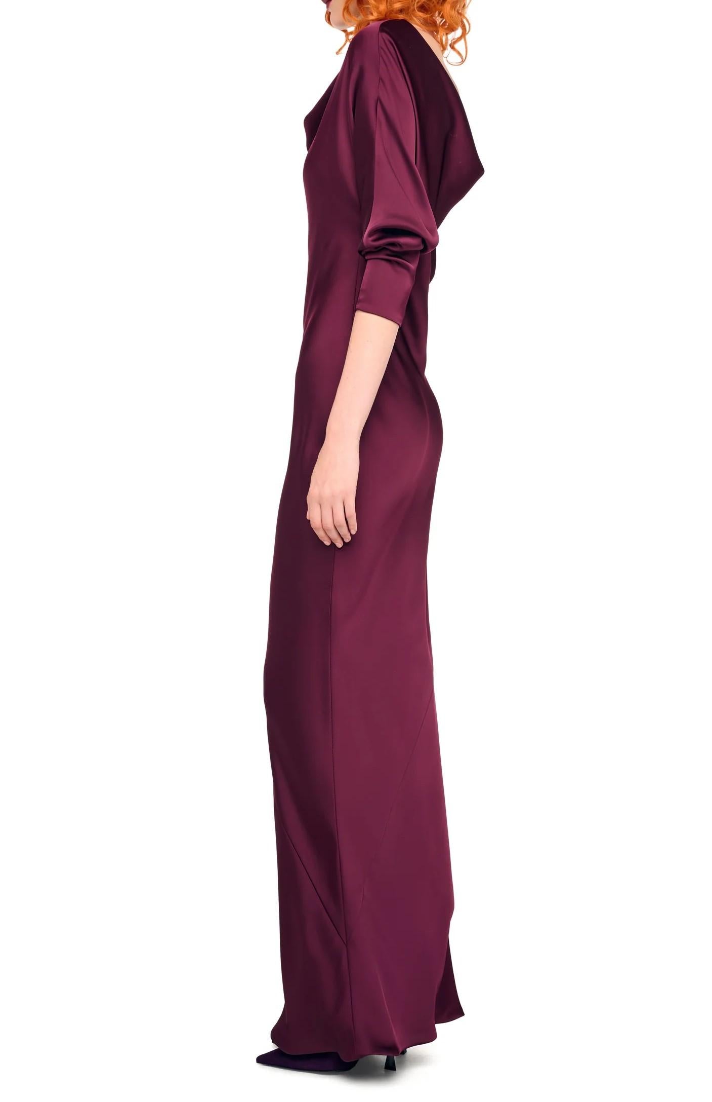 Abito lungo bordeaux con maniche dolman a tre quarti ST4253SAO70043PLUM NORMA KAMALI