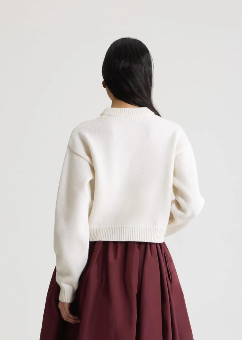 Maglione bianco con logo Patou in lana e cashmere KN2788064001W PATOU