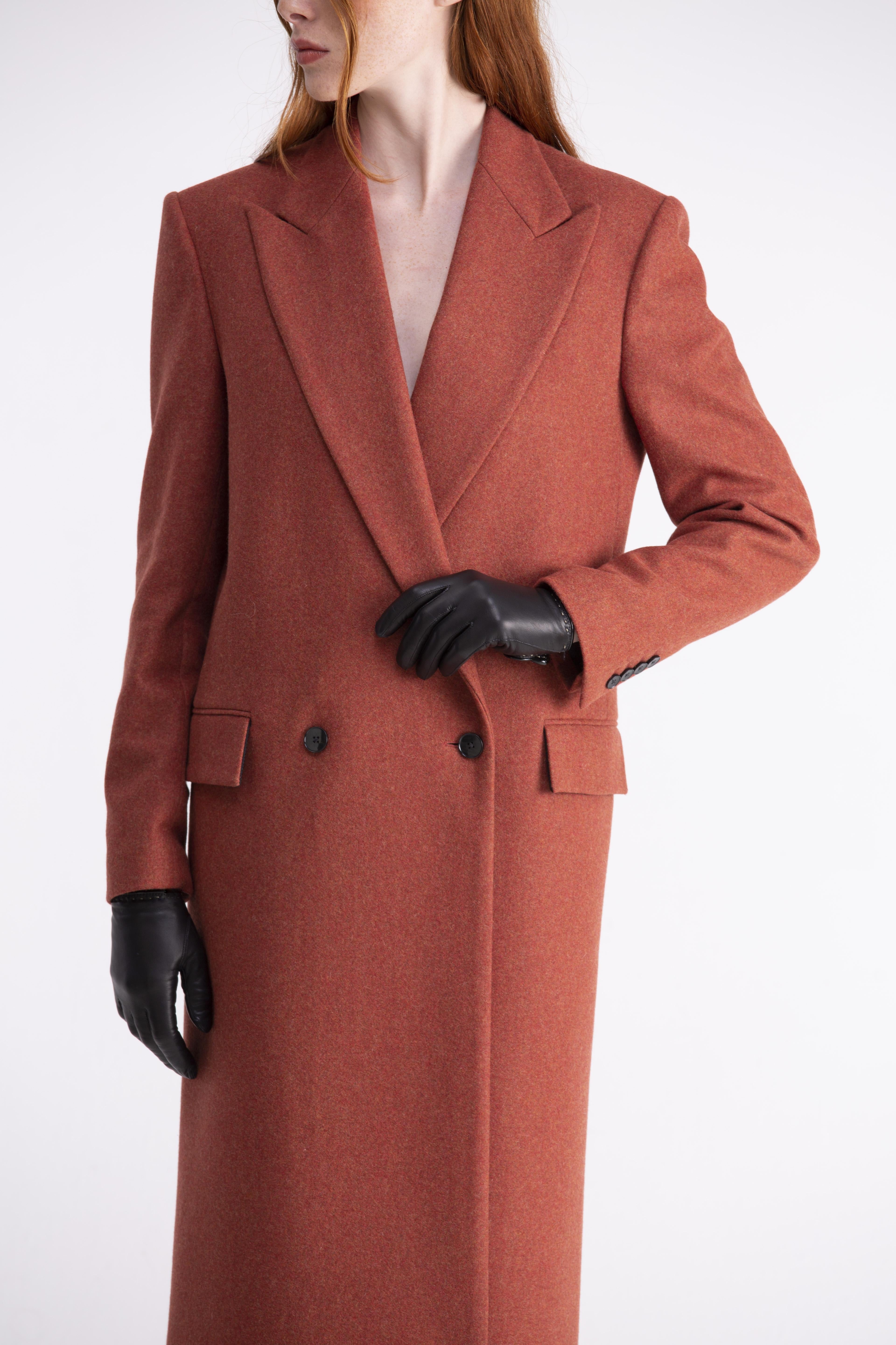 Cappotto lungo color ruggine dalla costruzione strutturata CP01ROA1027440 GENTE