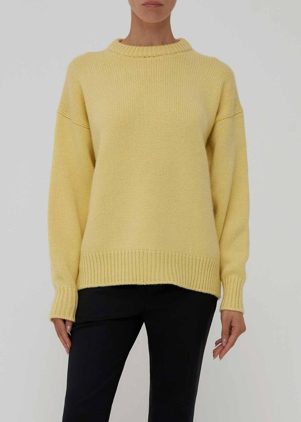 Maglione in cashmere giallo modello over AM41YUZU AMIYA