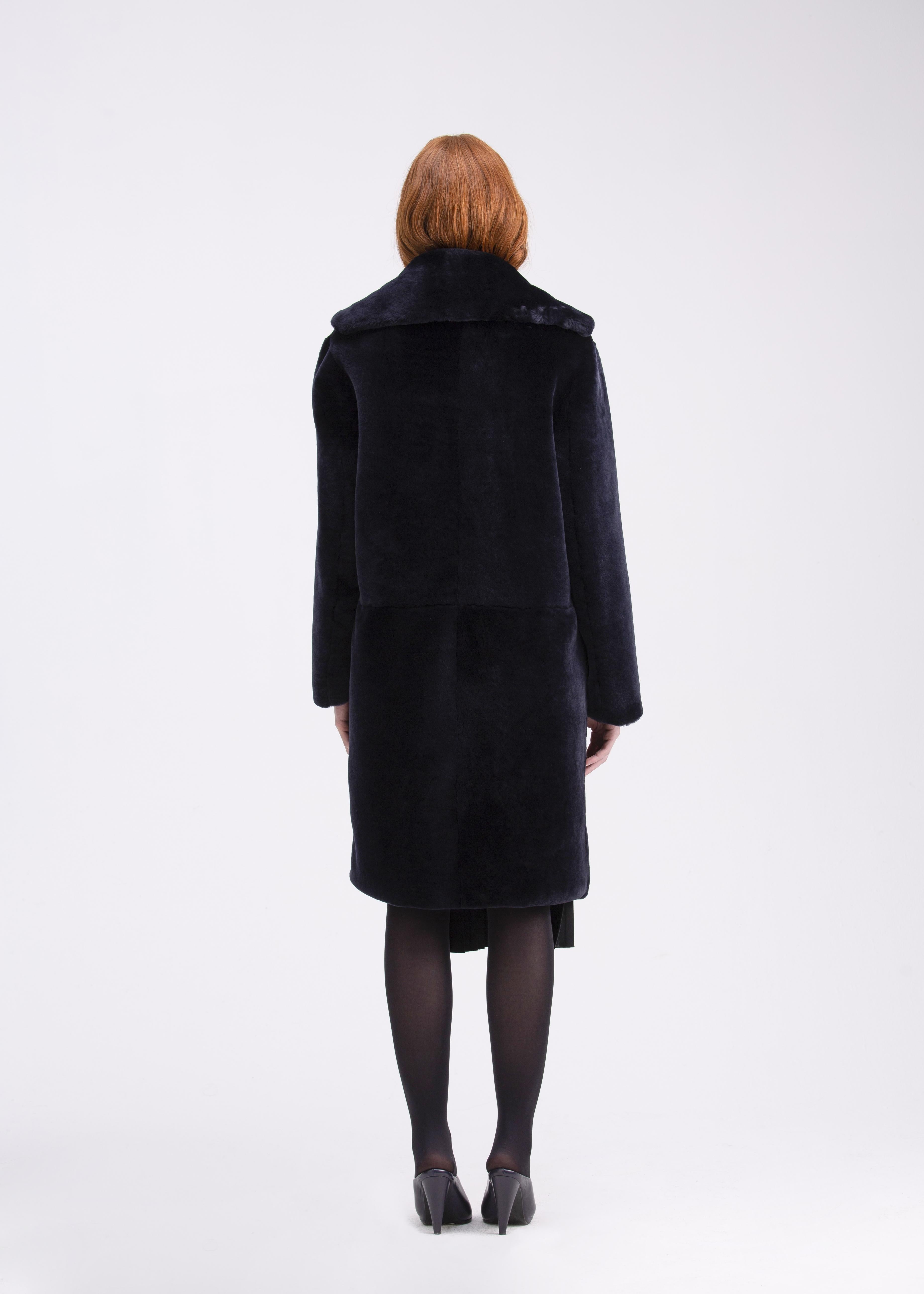 Cappotto in Castor Merino blu notte con collo PL01BLU GENTE